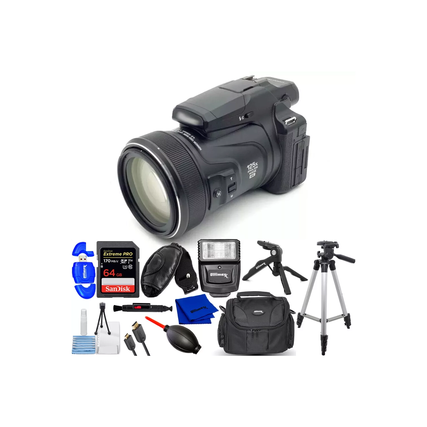 Nikon COOLPIX P1100 Digital Camera 26541 - 12PC Accessory Bundle