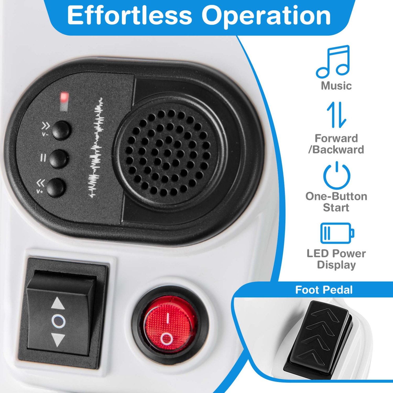 Costway 12V Kids Ride on Unicorn Toy with Training Wheels Music One-button Start Horse Toy Red/Blue/Pink