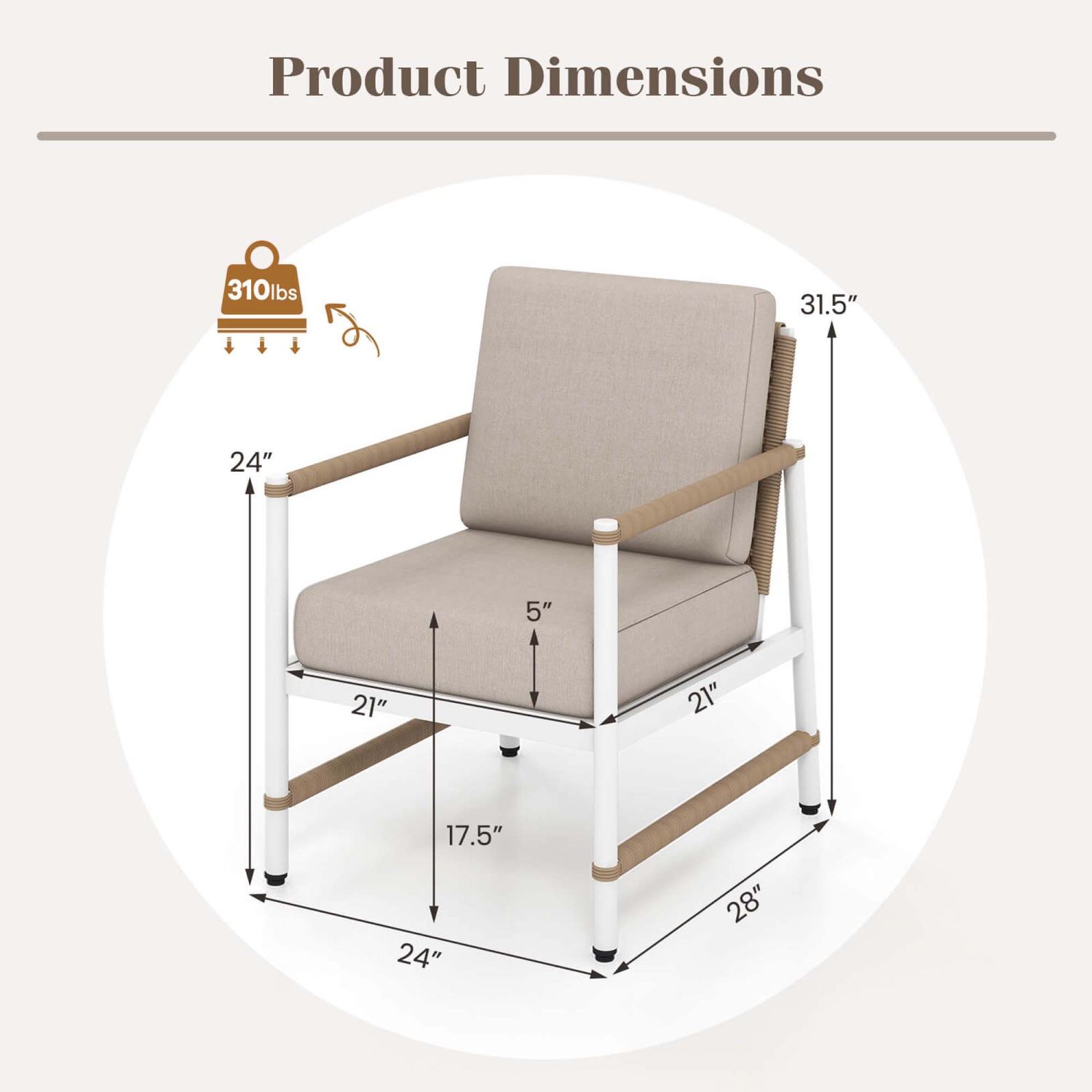 Costway 2 PCS Patio Sofa Set with Thick Cushions Modern Bistro Set for Poolside