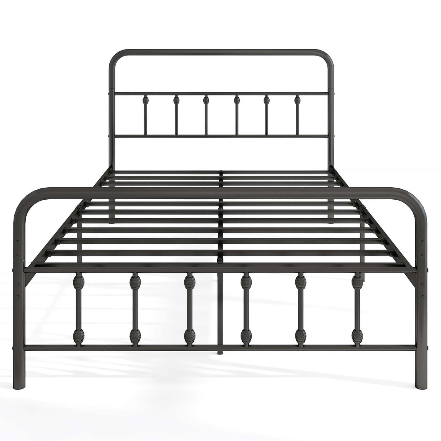 Cadre de lit double/grand/très grand lit avec tête de lit Rangement sous lit de Costway Aucun sommier requis Noir