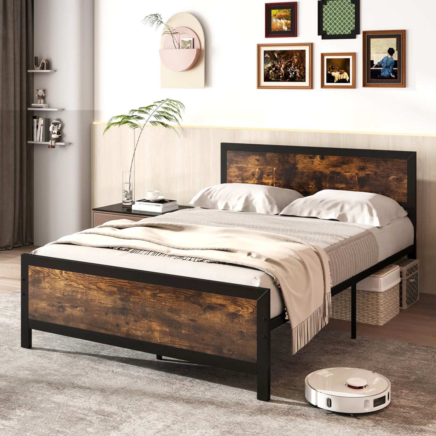 Costway Twin/Full/Queen Size Metal Bed Frame with Headboard & Footboard Metal Slats Support