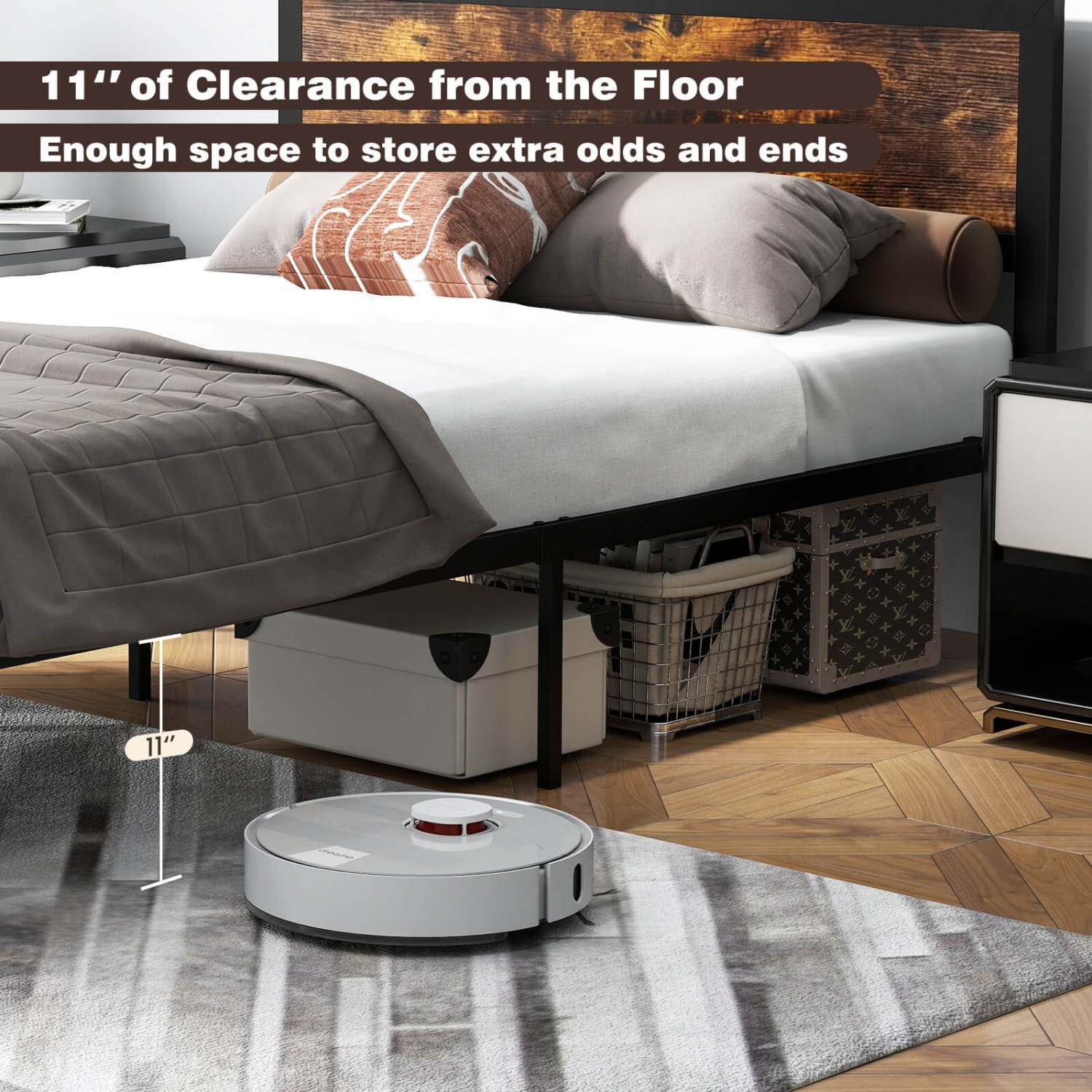 Costway Twin/Full/Queen Size Metal Bed Frame with Headboard & Footboard Metal Slats Support