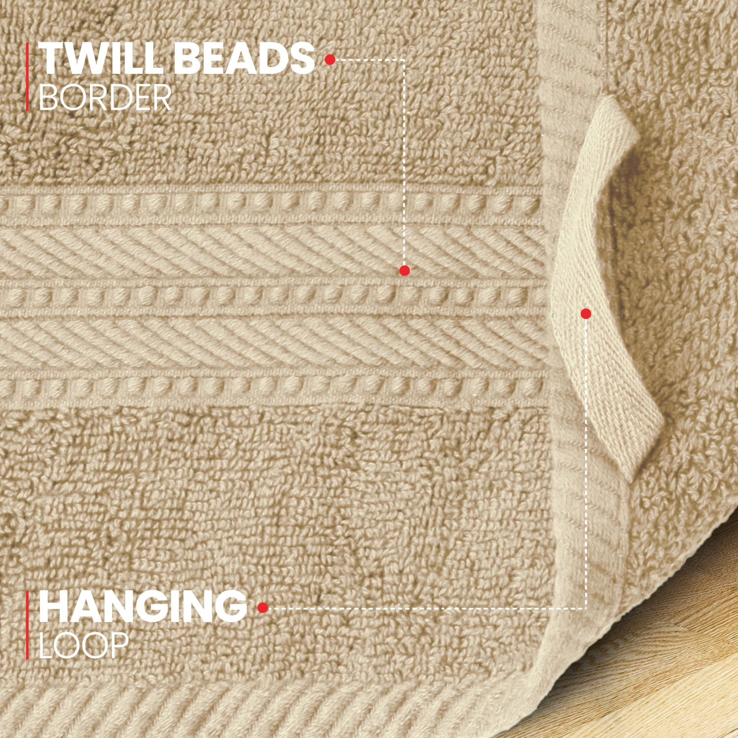 Canadian Linen Everest Luxury Bath Towels,  27”x54”, 4 Pack, Lightweight Quick Dry Soft Absorbent 100% Cotton Bath Towels Sets for Salons, Spa, Beige