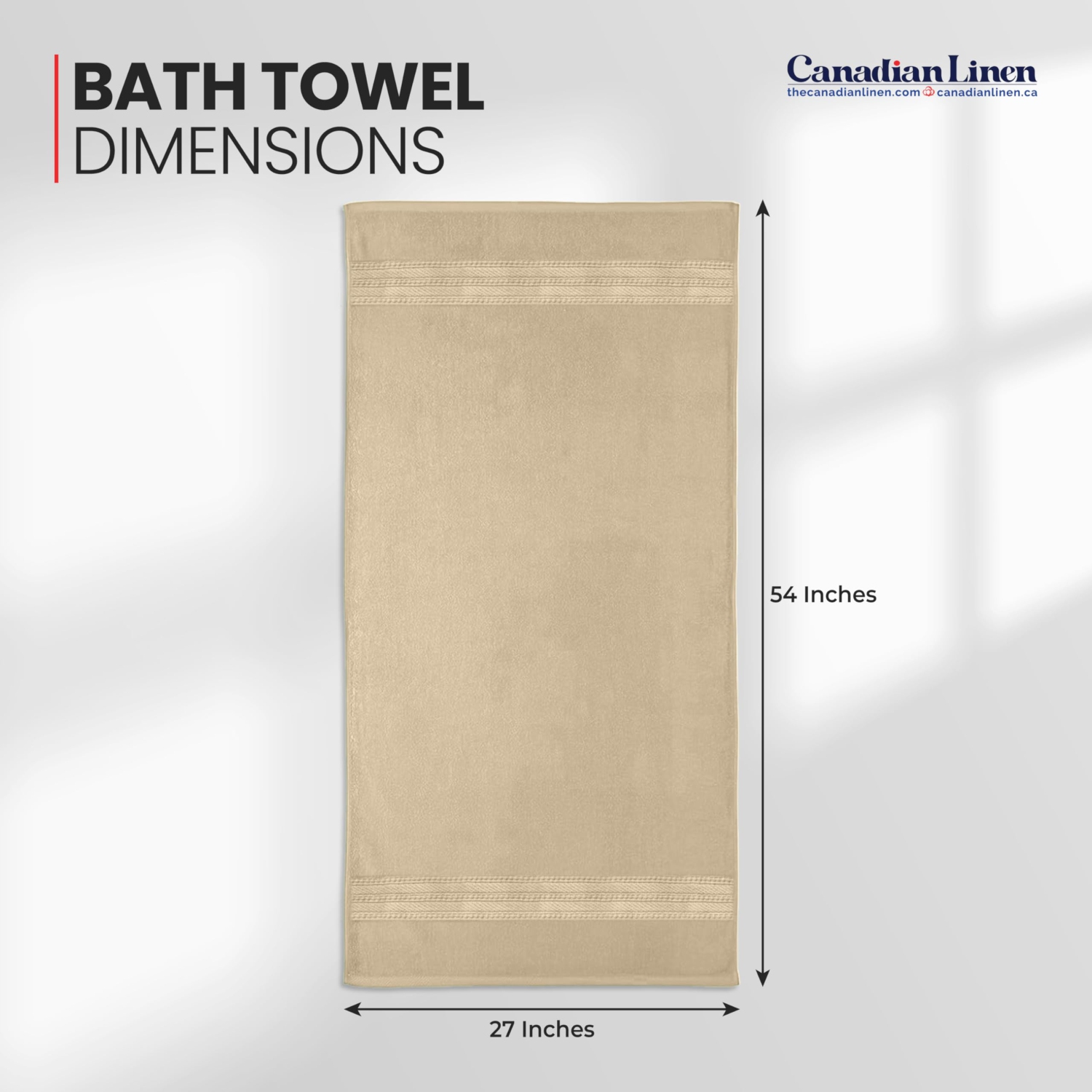 Canadian Linen Everest Luxury Bath Towels,  27”x54”, 4 Pack, Lightweight Quick Dry Soft Absorbent 100% Cotton Bath Towels Sets for Salons, Spa, Beige