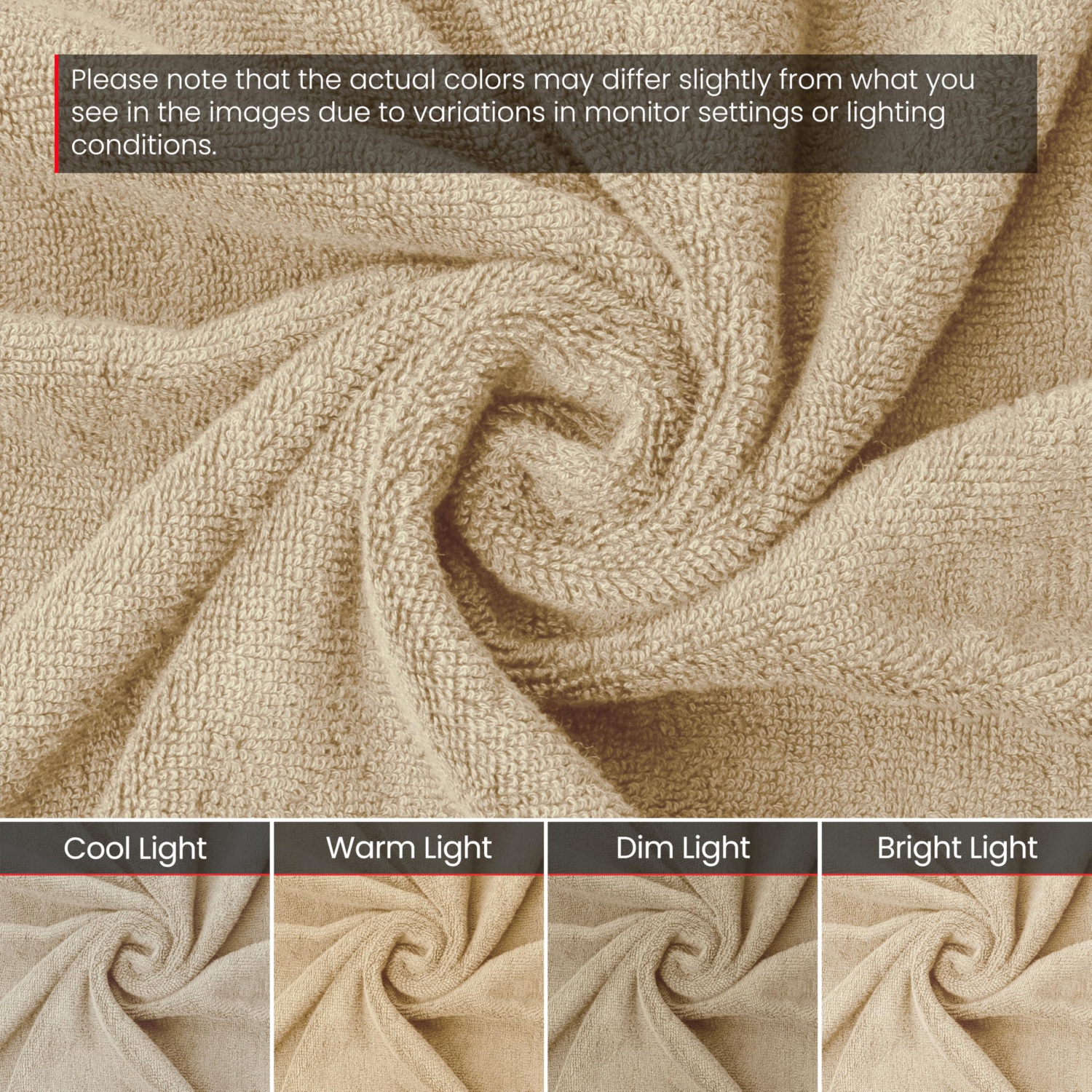 Canadian Linen Everest Luxury Bath Towels,  27”x54”, 4 Pack, Lightweight Quick Dry Soft Absorbent 100% Cotton Bath Towels Sets for Salons, Spa, Beige