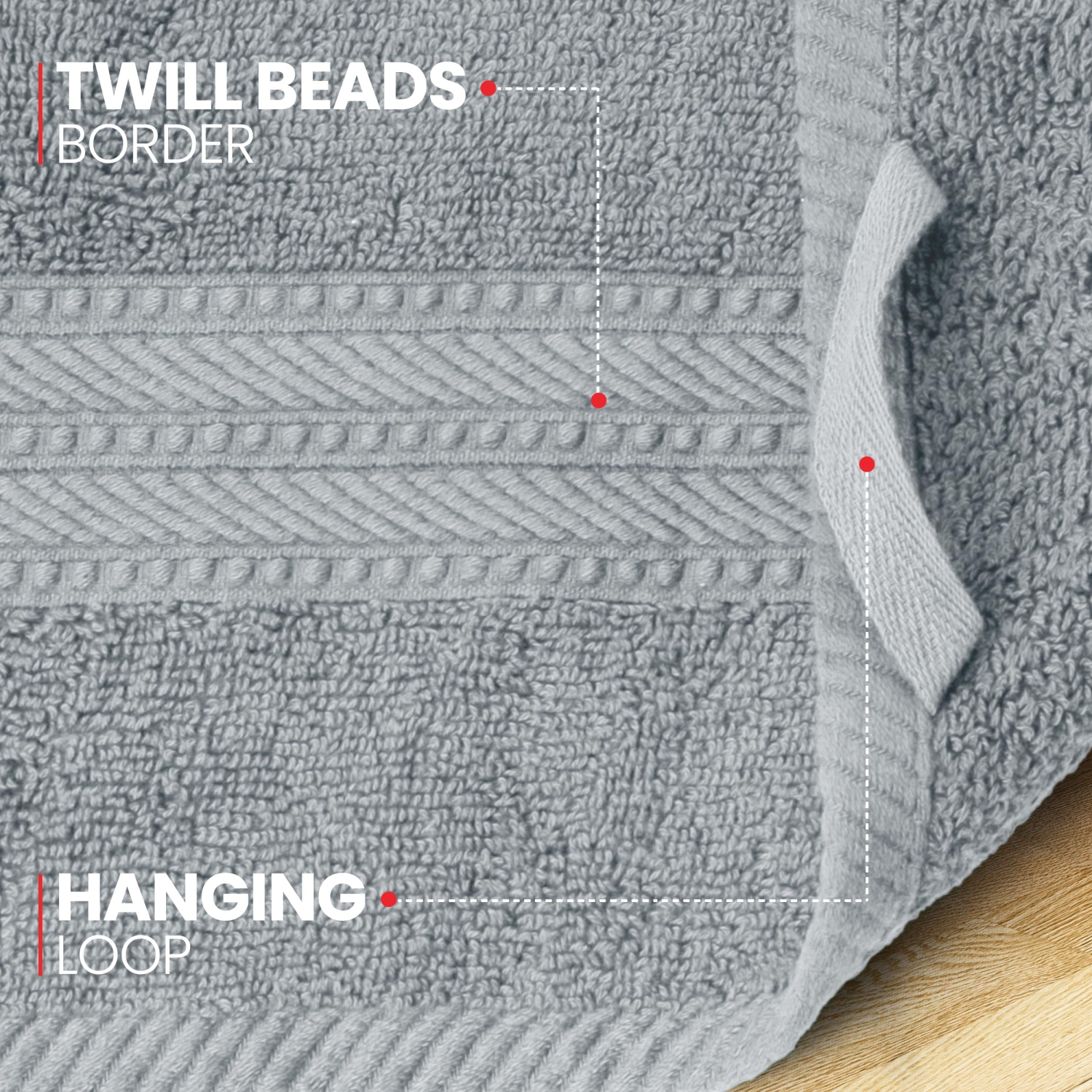 Canadian Linen Everest – Serviettes de bain de luxe, 27 x 54&nbsp;po, paq. 4, 100 % coton doux absorbant, séchage rapide, pour chambre d'invité, gris