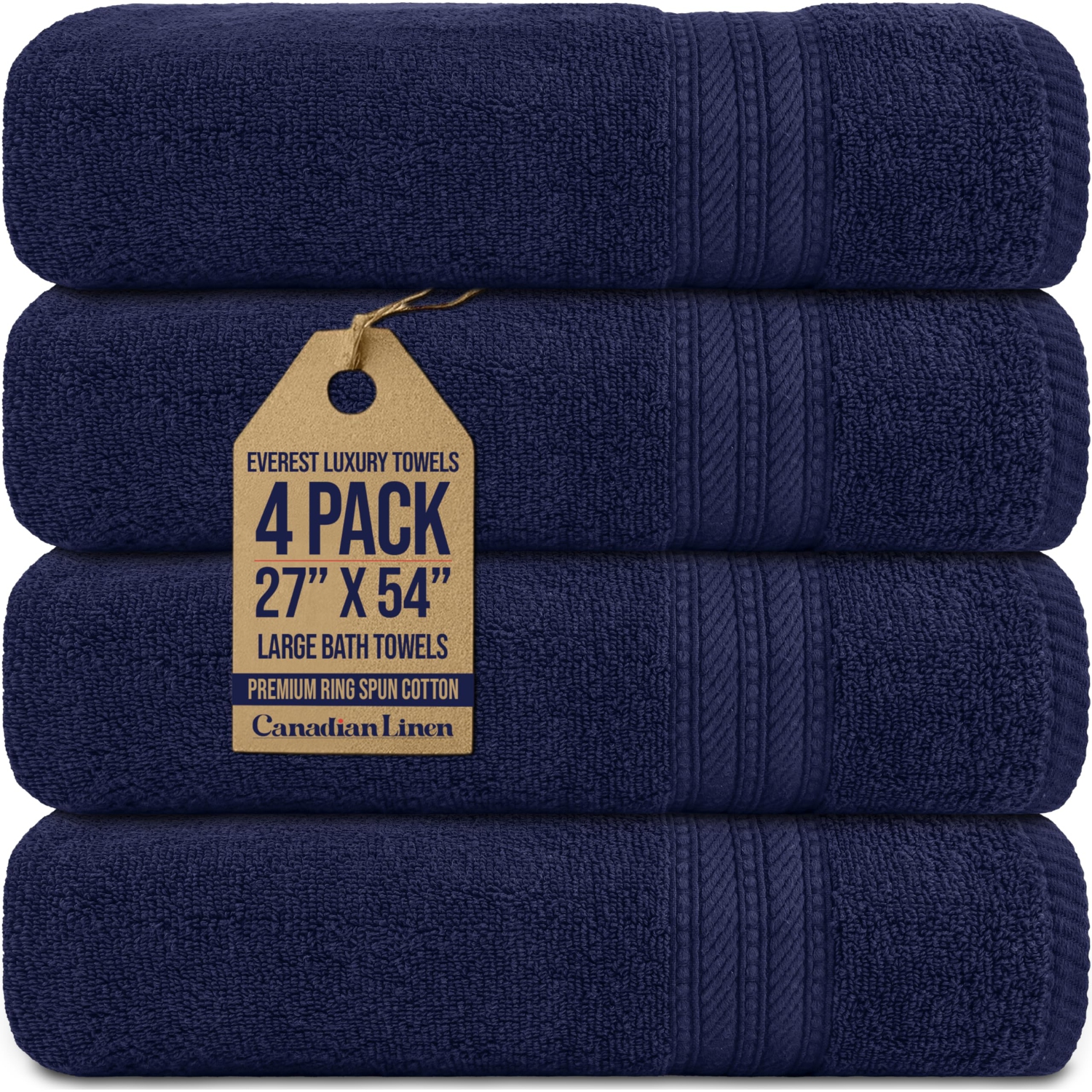 Canadian Linen Everest – Ensemble de serviettes de bain de luxe, 27 x 54&nbsp;po, paq. 4, très doux, absorbant, coton, séchage rapide, pour la