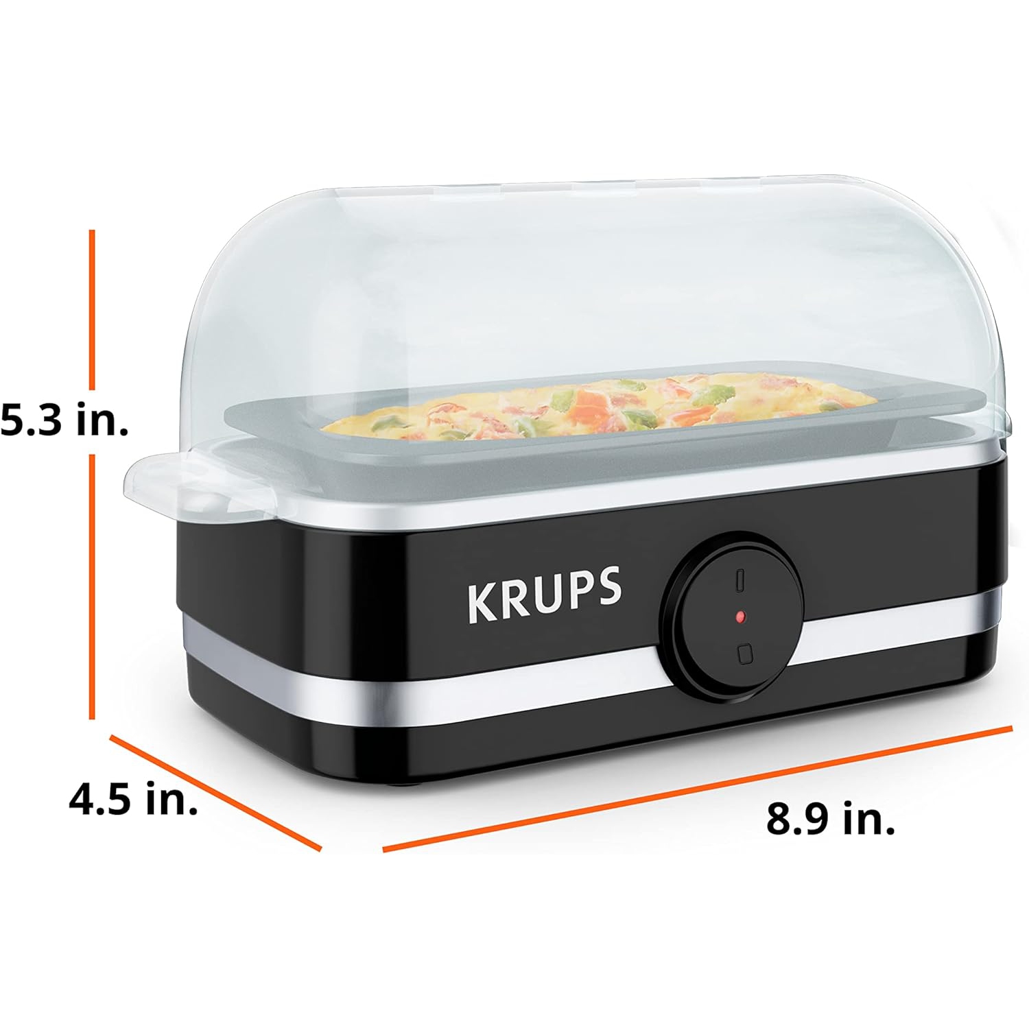 Krups – Cuiseur à oeufs électrique Simply – Capacité de 6 oeufs, dur, moyen, doux, poché Embrisures, omelettes, noir