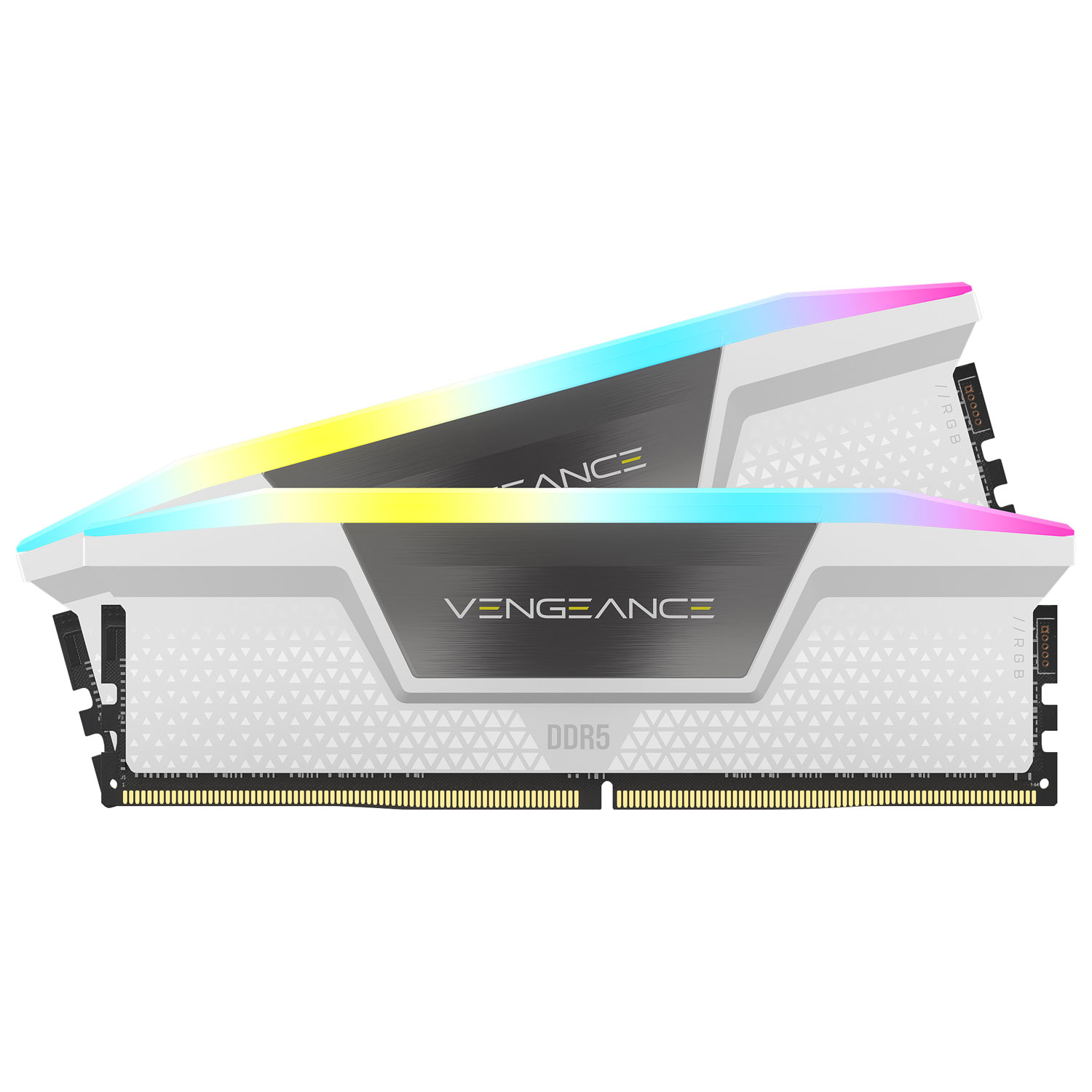 Mémoire DDR5 64 Go 6000 MHz Vengeance RGB de Corsair pour PC (CMH64GX5M2B6000Z30W) - Blanc