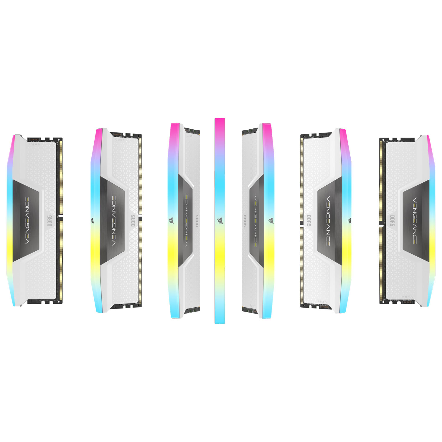 Mémoire DDR5 64 Go 6000 MHz Vengeance RGB de Corsair pour PC (CMH64GX5M2B6000Z30W) - Blanc