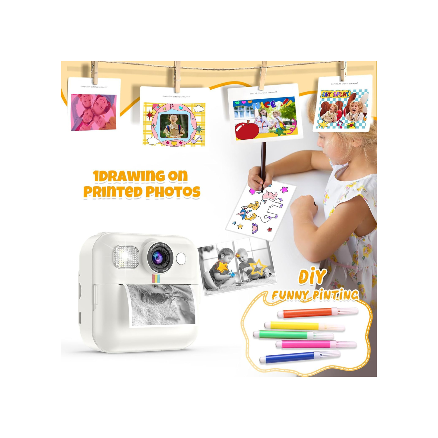 Kids Camera,Toddler Camera Instant Print Toys,1080P Children Printable Camera,Christmas Birthday Gifts for Girls Boys Age 3-10 with 3 Roller Photo