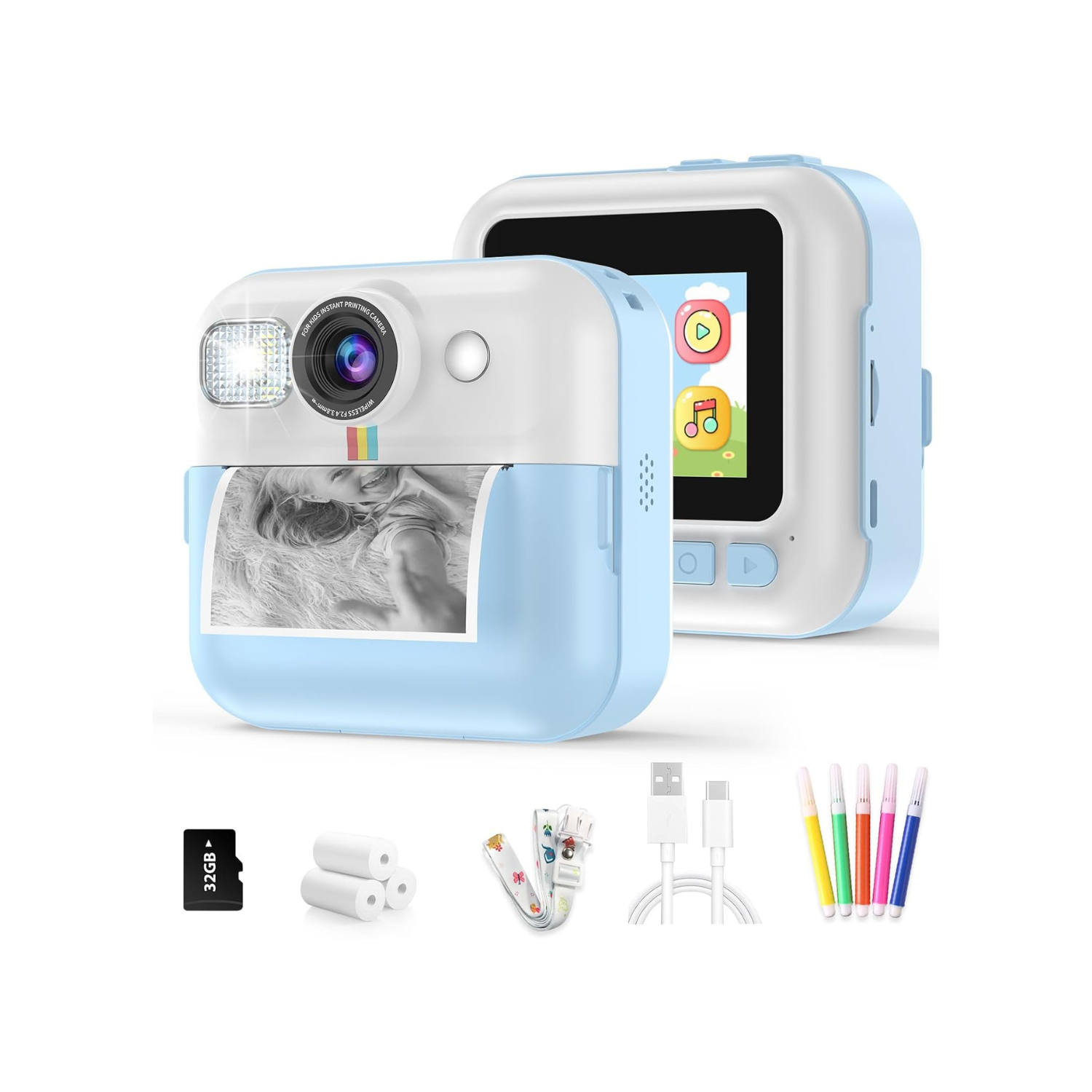 Kids Camera,Toddler Camera Instant Print Toys,1080P Children Printable Camera,Christmas Birthday Gifts for Girls Boys Age 3-10 with 3 Roller Photo