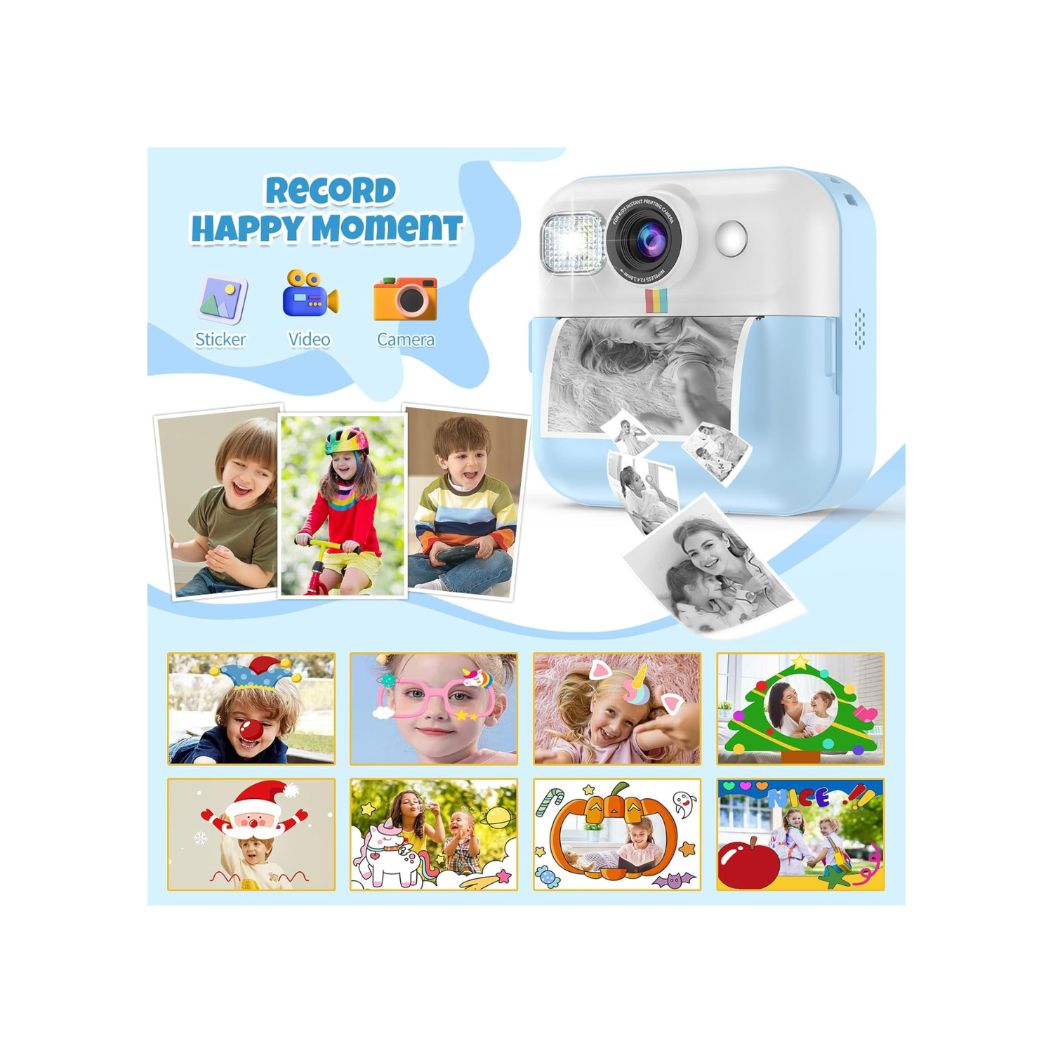Kids Camera,Toddler Camera Instant Print Toys,1080P Children Printable Camera,Christmas Birthday Gifts for Girls Boys Age 3-10 with 3 Roller Photo