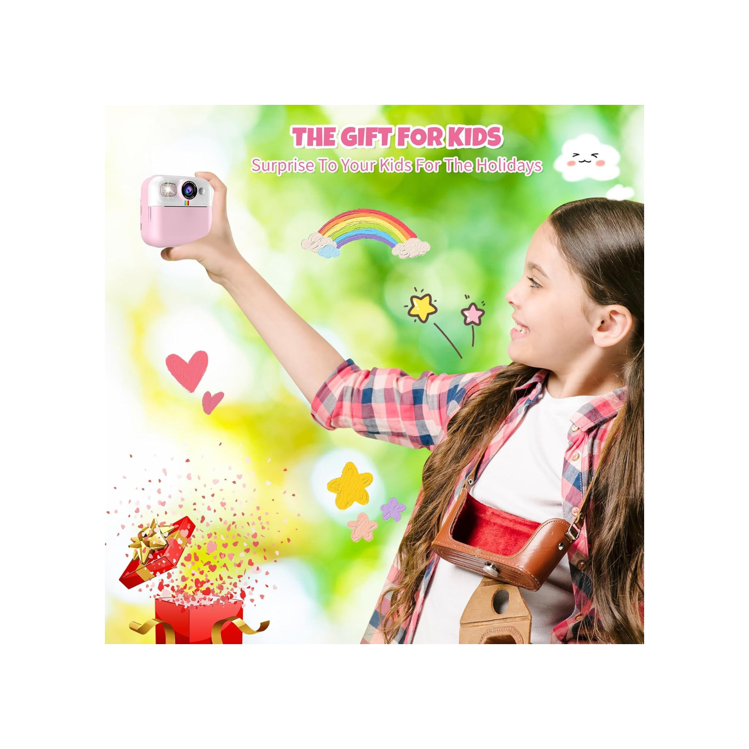 Kids Camera,Toddler Camera Instant Print Toys,1080P Children Printable Camera,Christmas Birthday Gifts for Girls Boys Age 3-10 with 3 Roller Photo