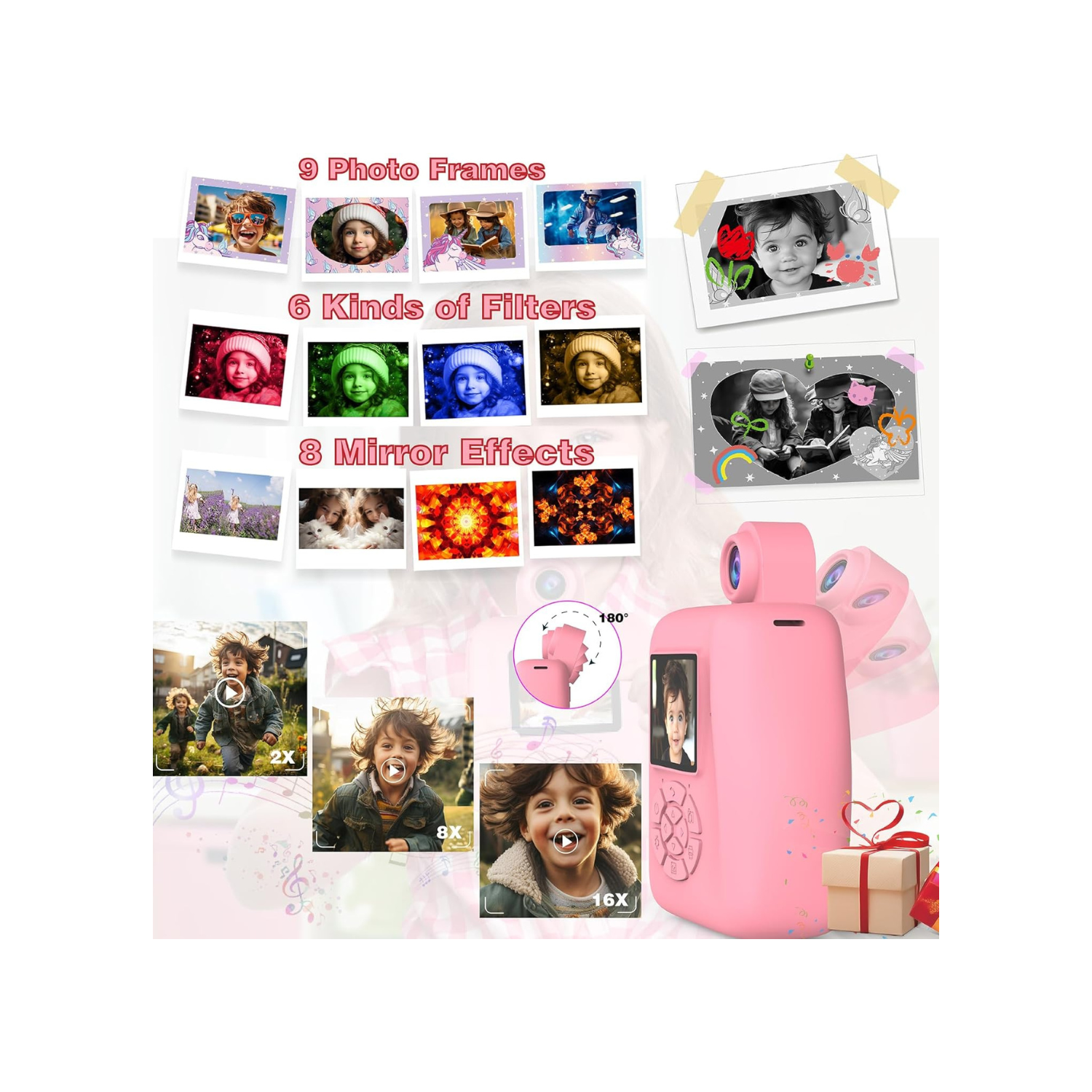 Kids Camera,Toddler Camera Instant Print Toys,1080P Children Printable Camera,Christmas Birthday Gifts for Girls Boys Age 3-10 with 3 Roller Photo