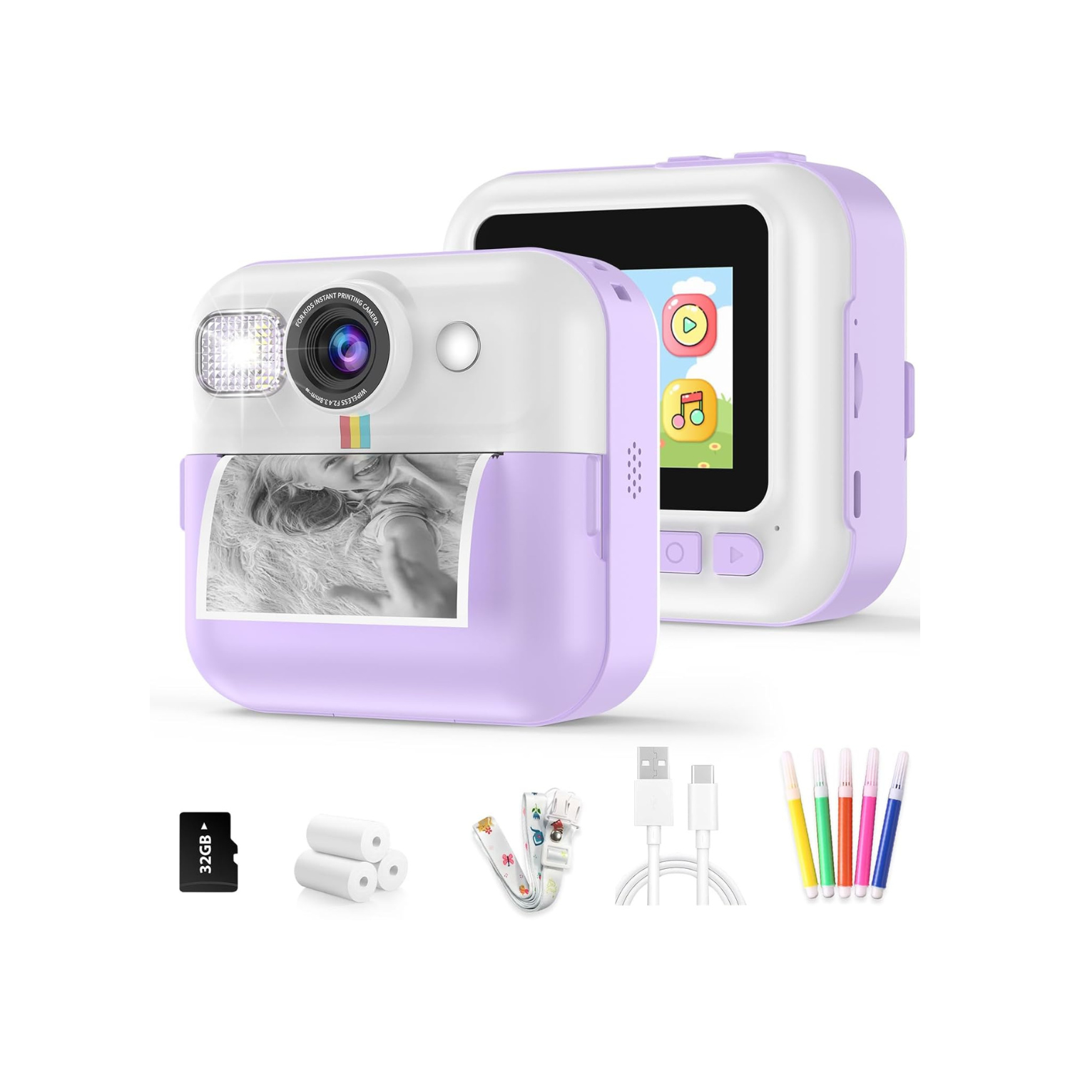 Kids Camera,Toddler Camera Instant Print Toys,1080P Children Printable Camera,Christmas Birthday Gifts for Girls Boys Age 3-10 with 3 Roller Photo