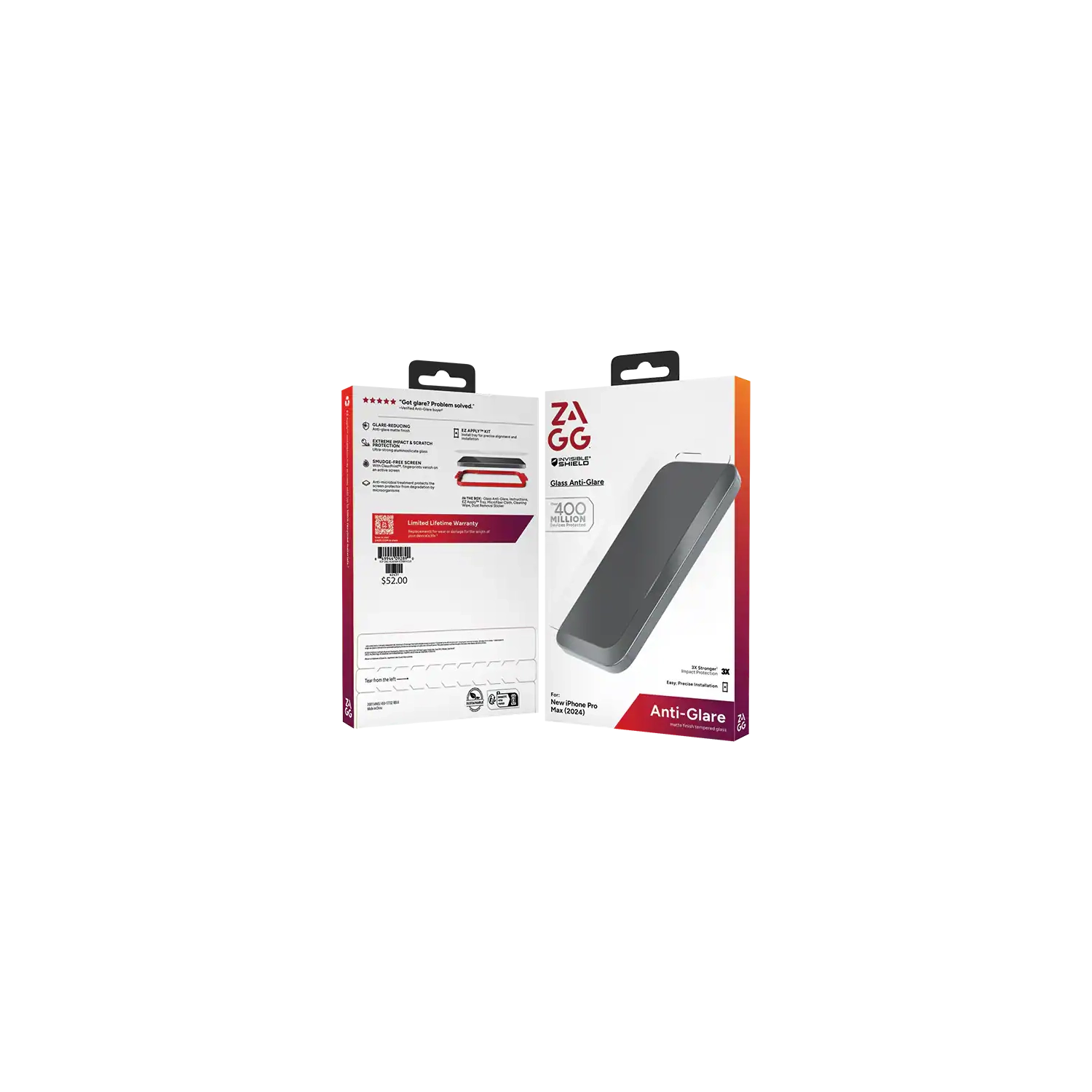 Protecteur d'écran en verre antireflet 3X plus robuste Invisible Shield de ZAGG - iPhone 16 Pro Max