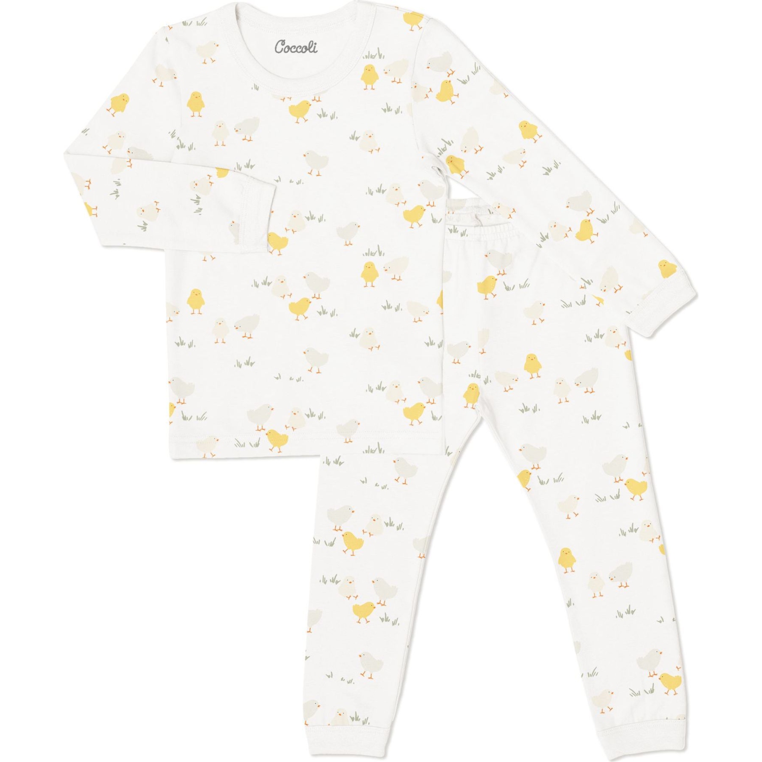 Pyjama à manches longues en coton modal Coccoli - Chicks sur crème