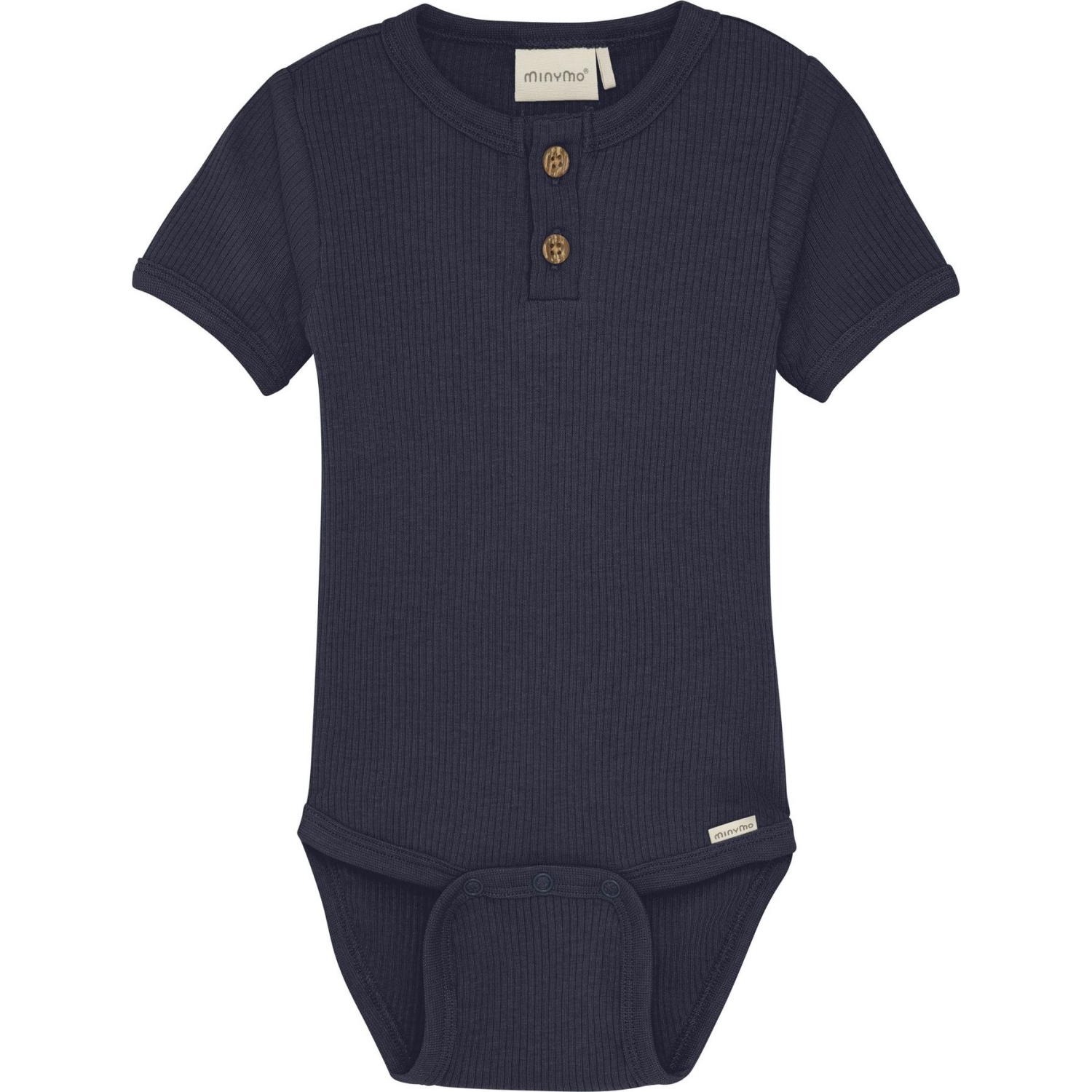 Minymo Ribbed Short-Sleeve TENCEL Modal Bodysuit - Blue Nights