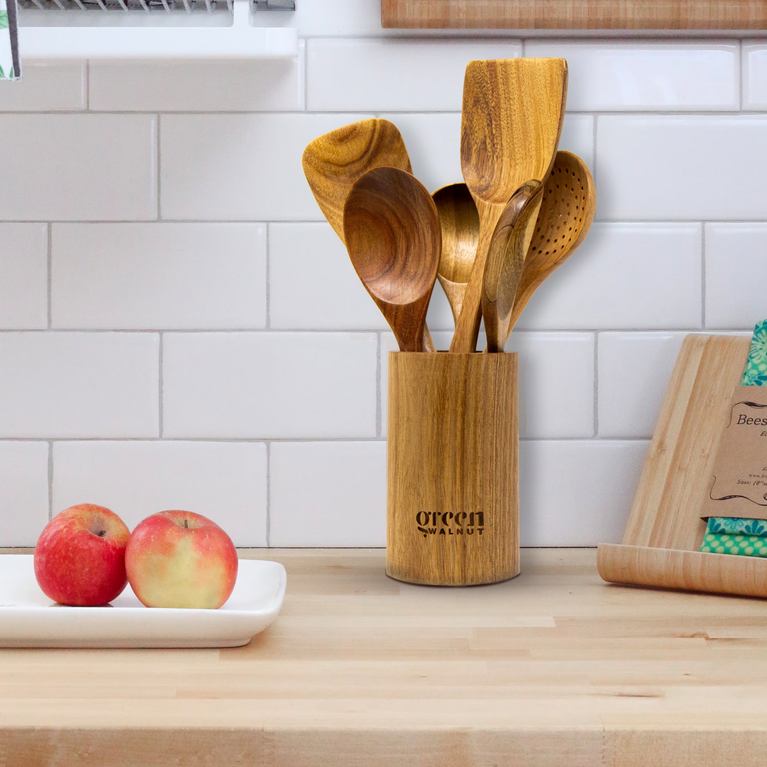 Greenwalnut Wooden Acacia Kitchen Utensil - Set of 7