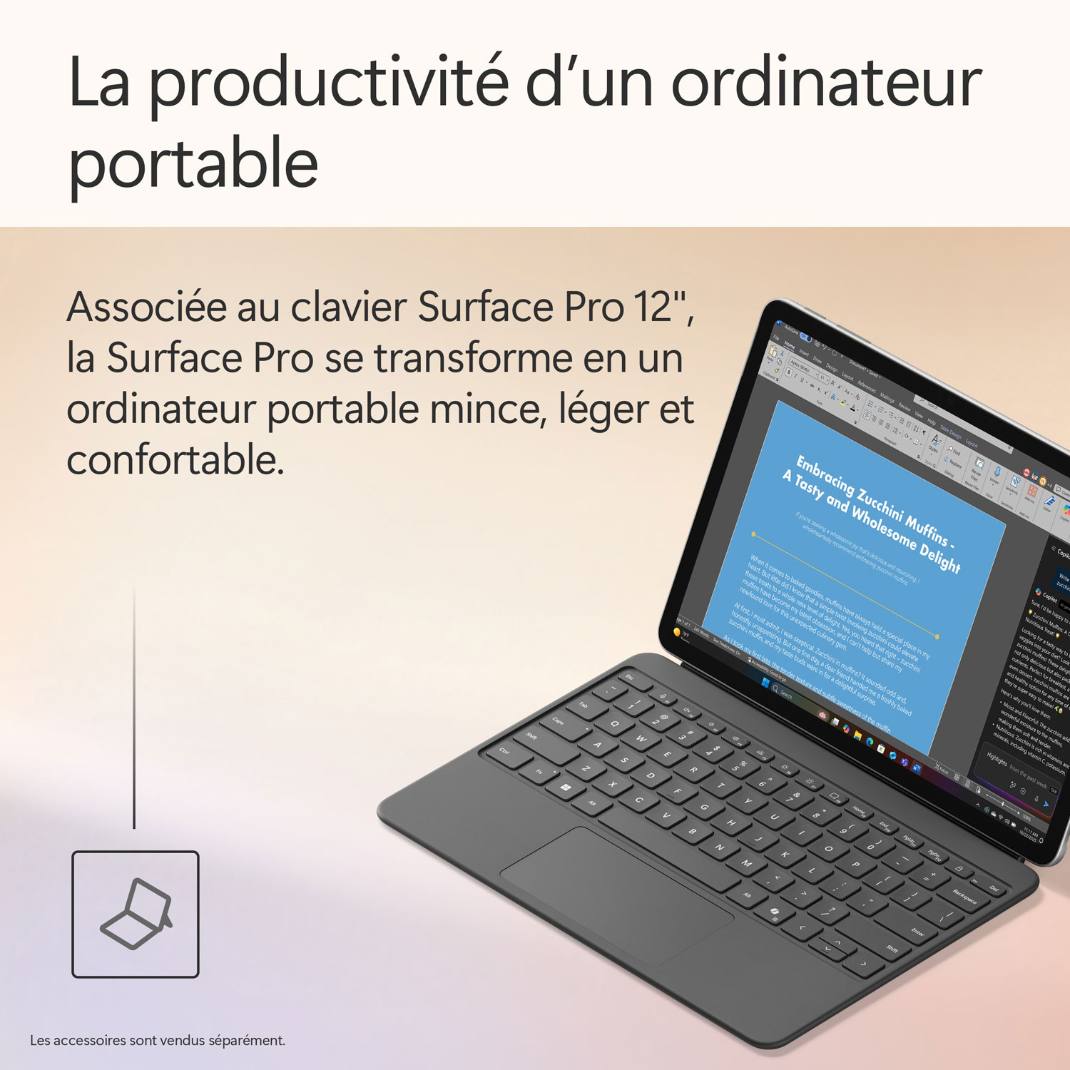 Portable Surface Pro Copilot+ PC 12 po 256 Go de Microsoft avec Snapdragon X Plus/mémoire vive de 16 Go (2025) - Platine - Appareil seulement