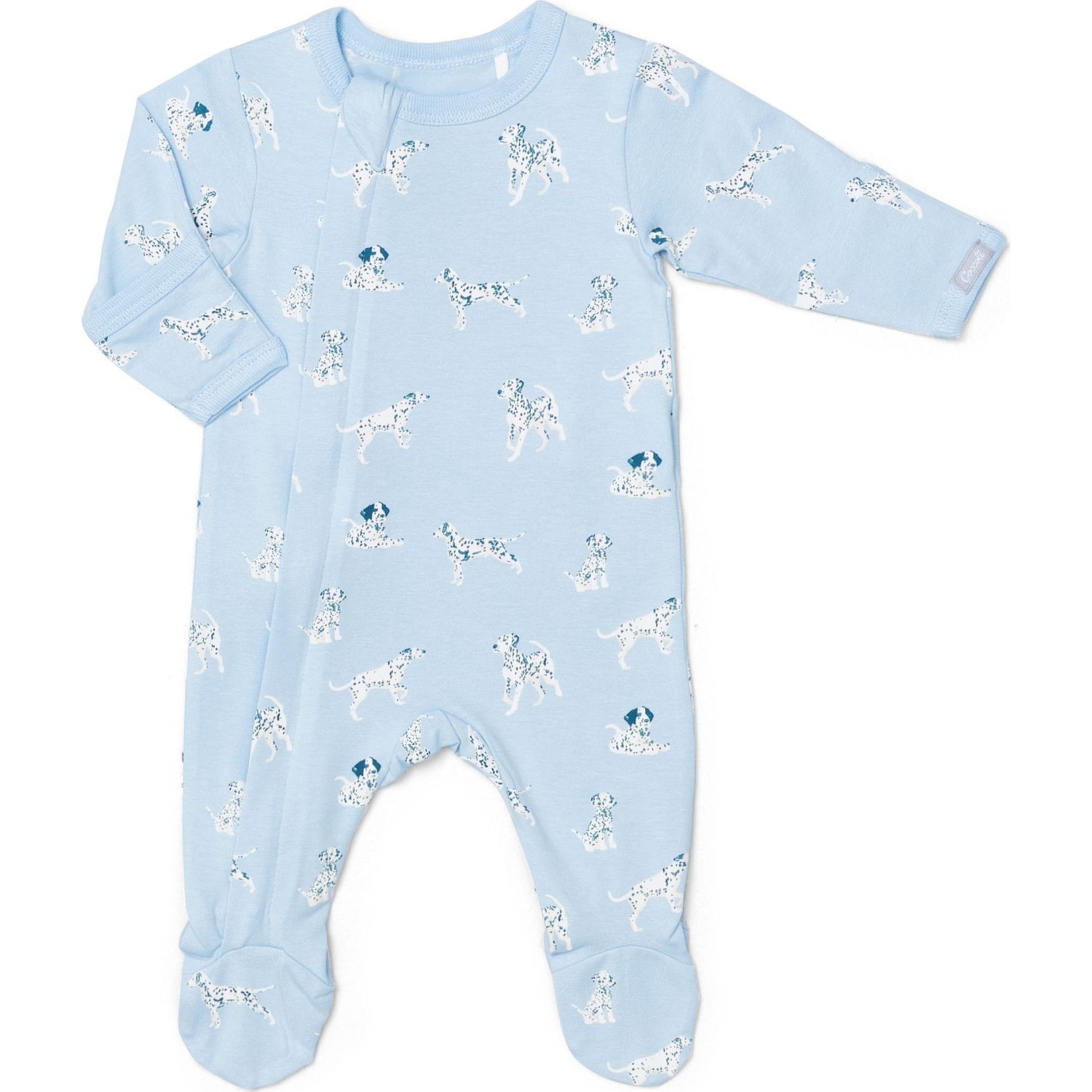 Coccoli Cotton-Modal Zippered Footie Sleeper - Dogs on Skyride