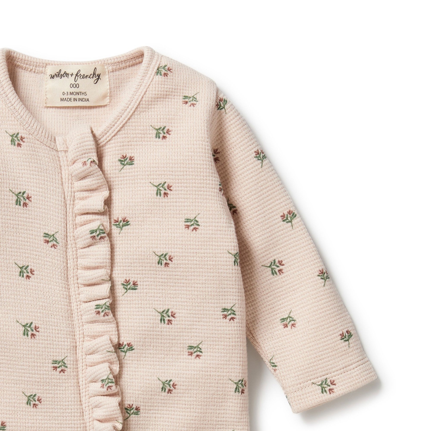 Wilson+Frenchy Organic Waffle Ruffle Zipsuit - Emily Floral
