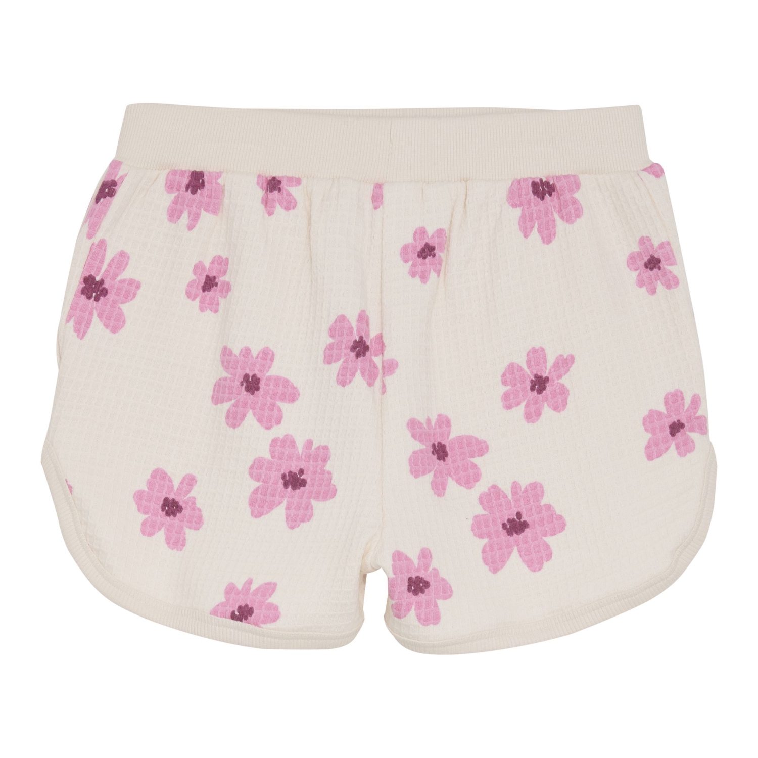 Minymo Cotton Sweat Shorts - Pink Flowers/White Swan