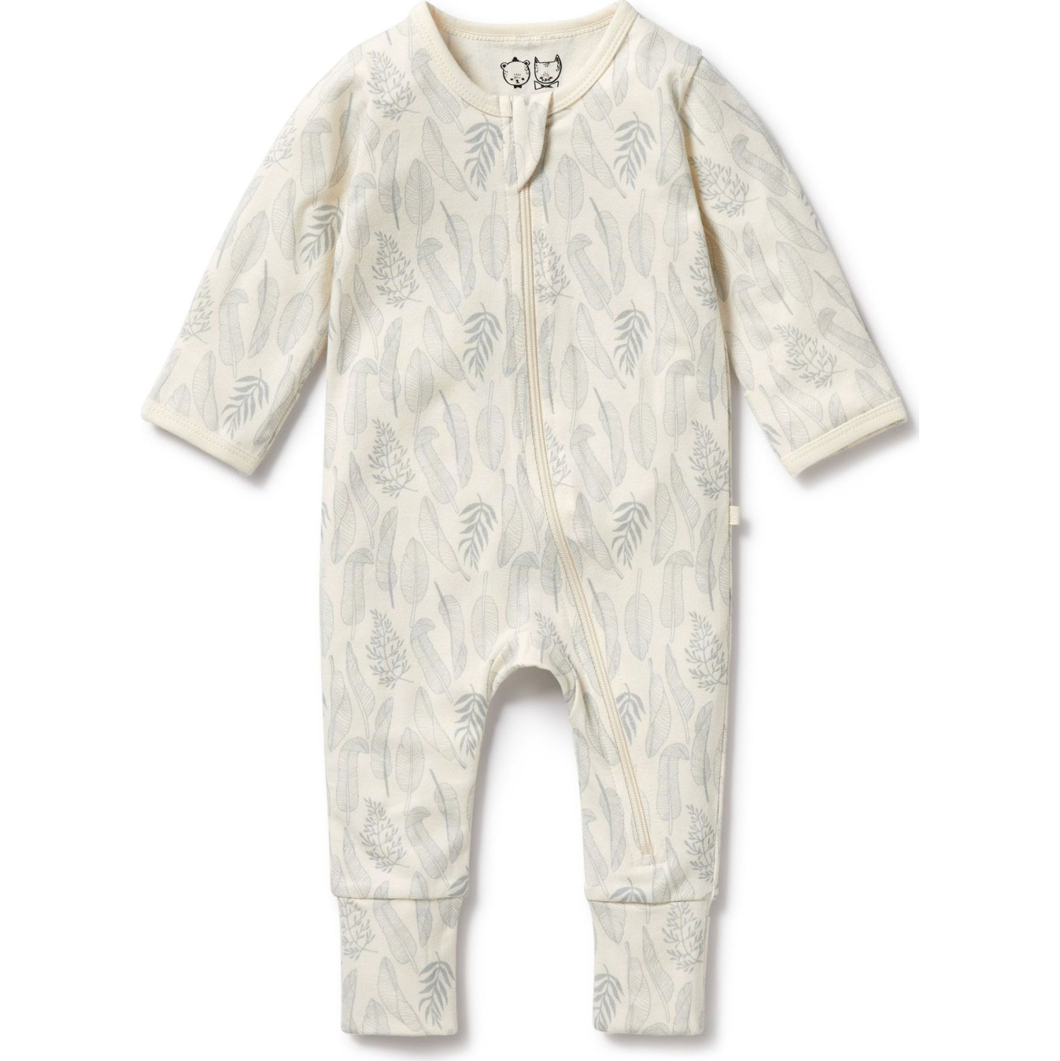Wilson+Frenchy Organic Cotton Zipsuit with Feet - New Leaf