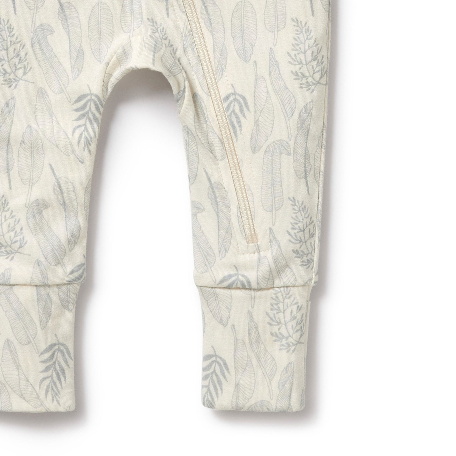 Wilson+Frenchy Organic Cotton Zipsuit with Feet - New Leaf