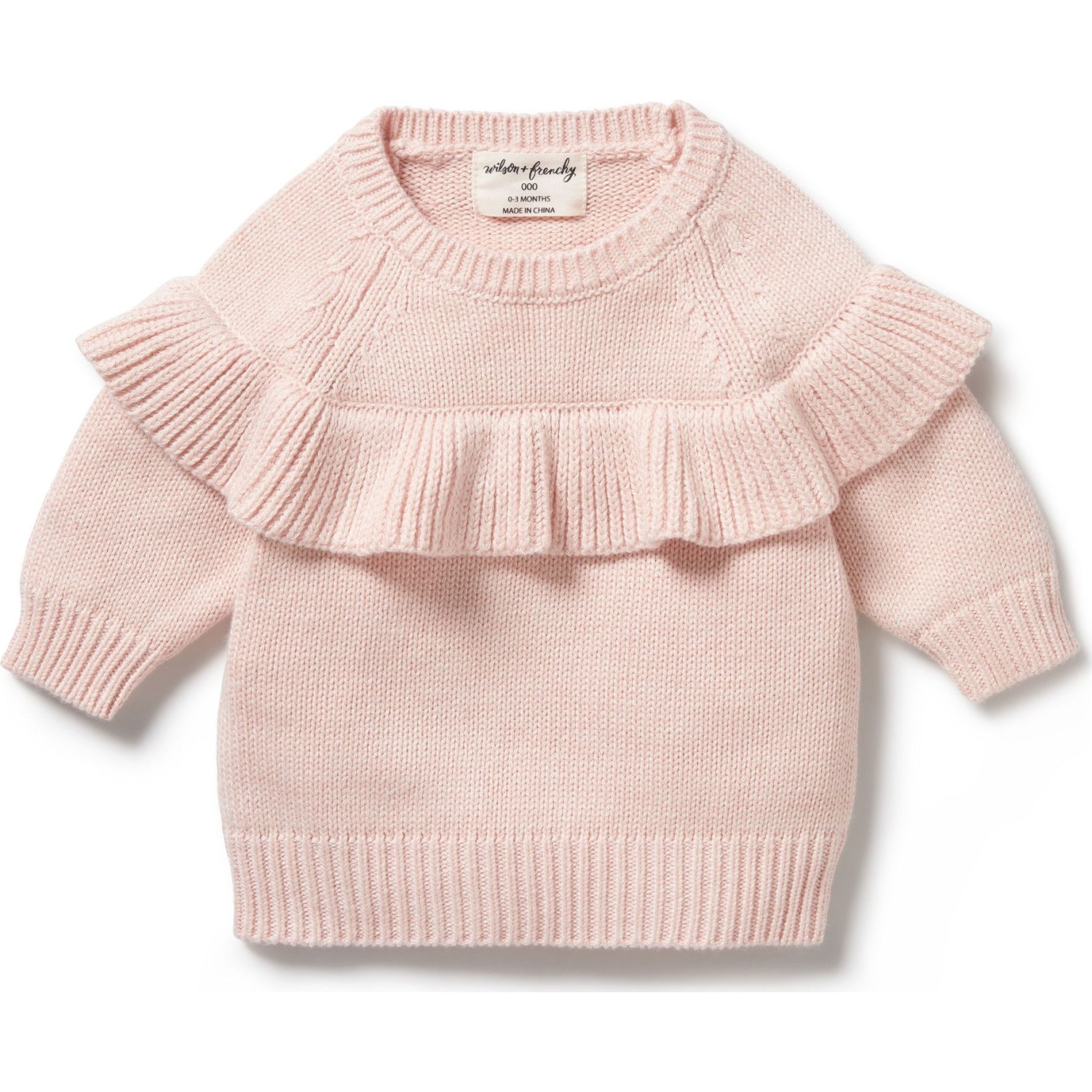 Wilson+Frenchy Knitted Ruffle Sweater - Pink