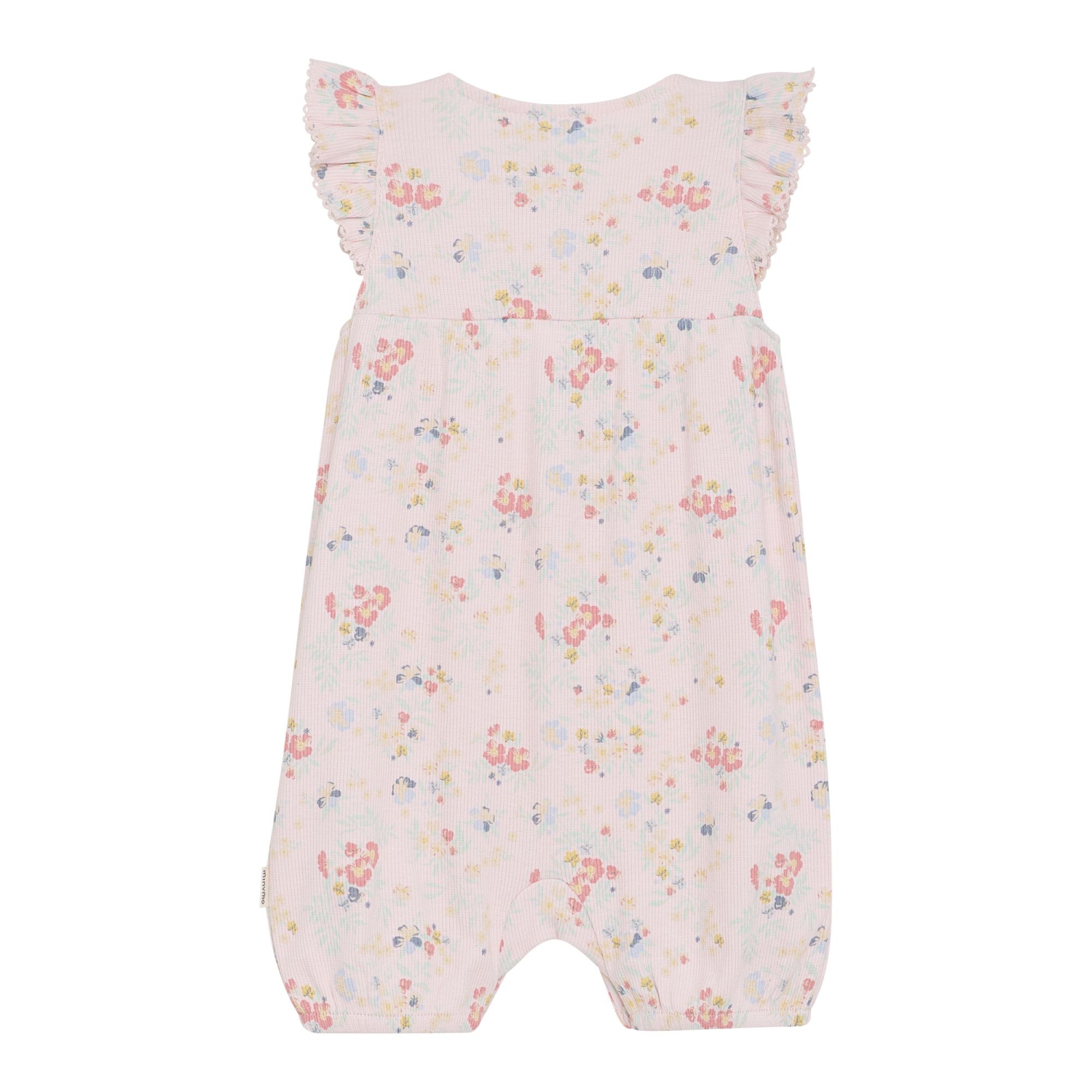 Minymo Ribbed Short-Sleeve Romper - Rose Quartz