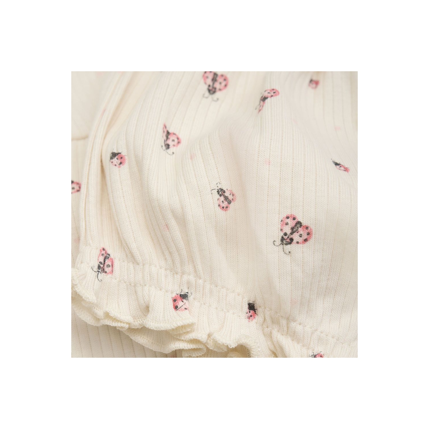 Minymo Ribbed Short-Sleeve Romper - Rose Quartz