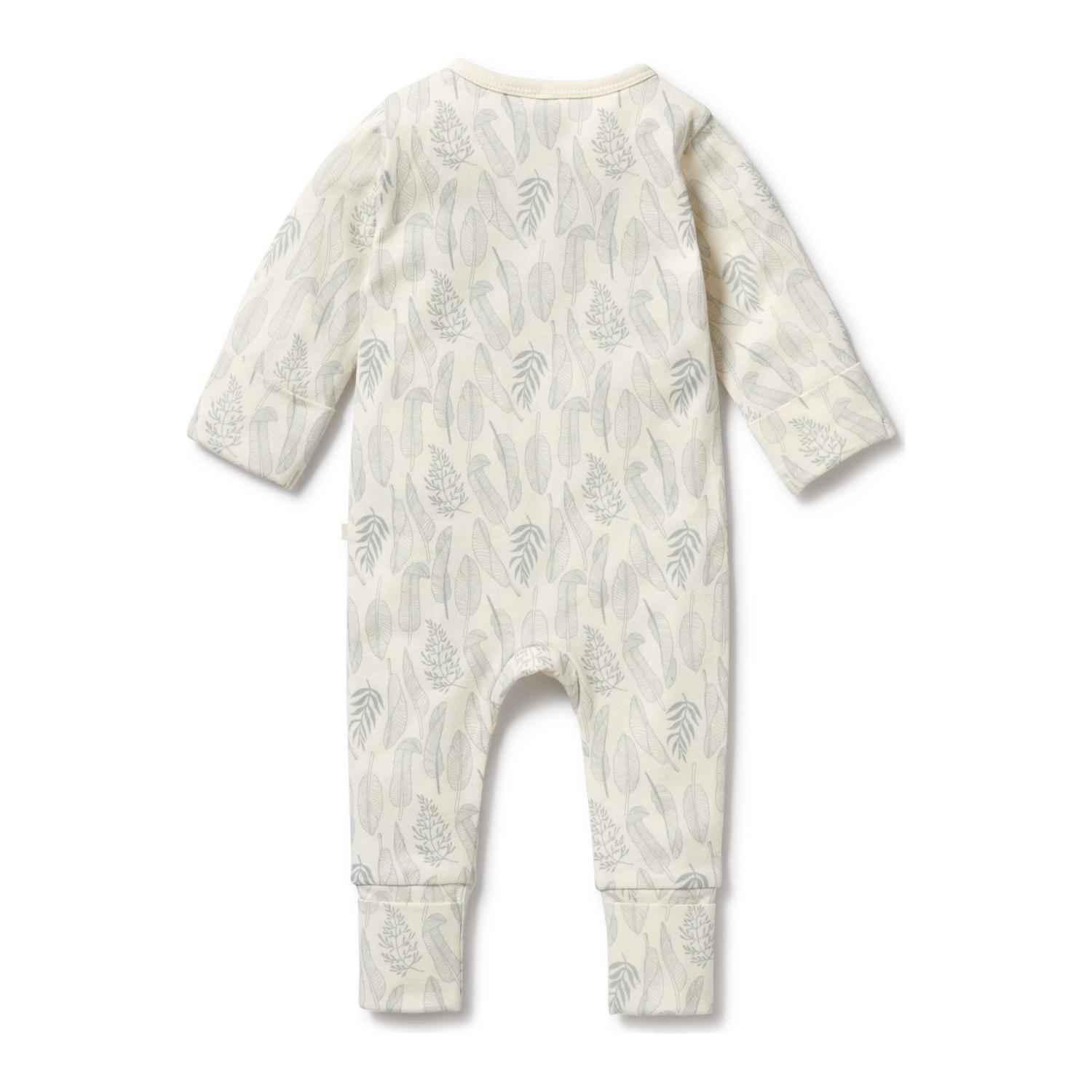 Combinaison à fermeture à glissière avec pieds en coton biologique Wilson+Frenchy - Nouvelle feuille