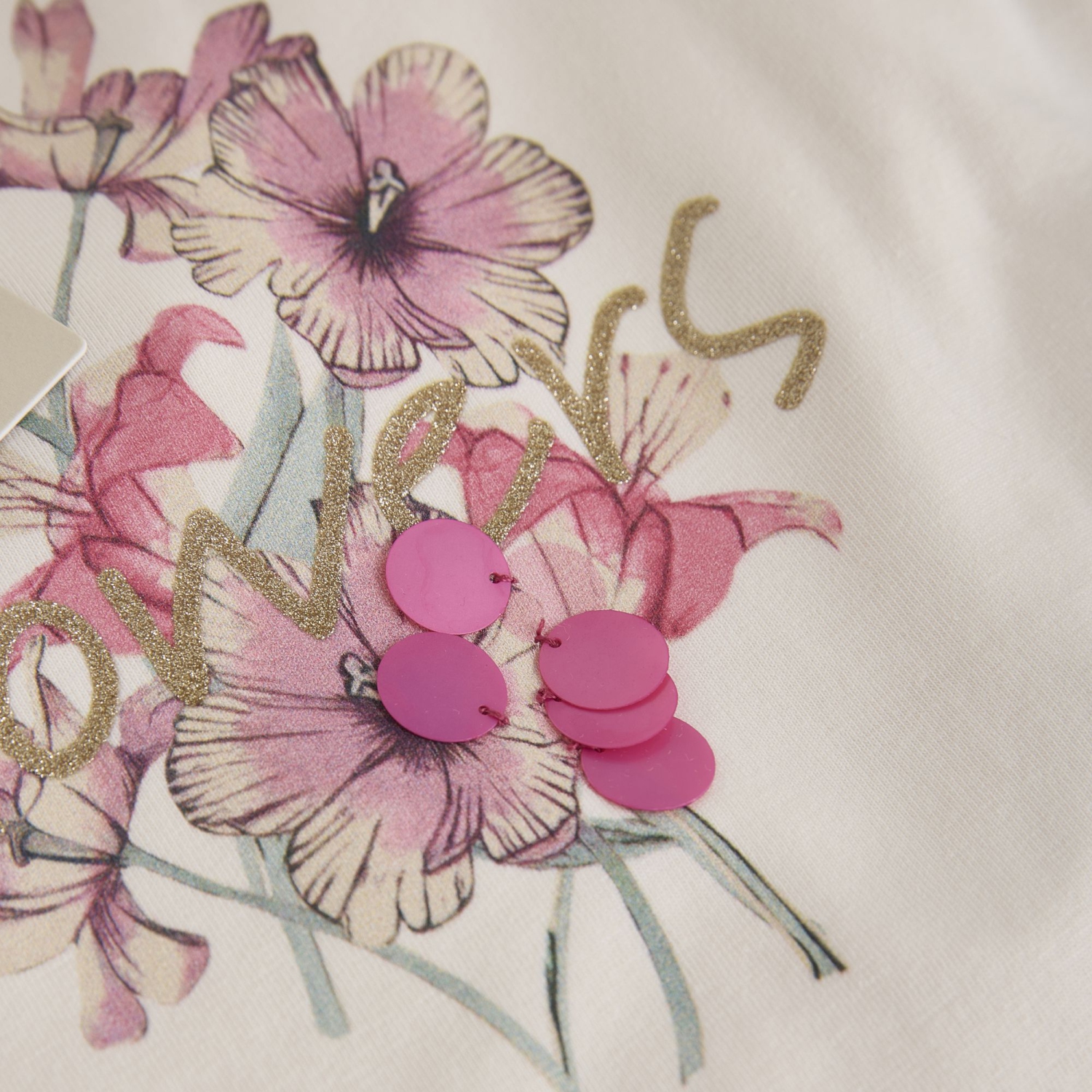 T-shirt à manches courtes de Minymo - Fleurs roses/cygne blanc