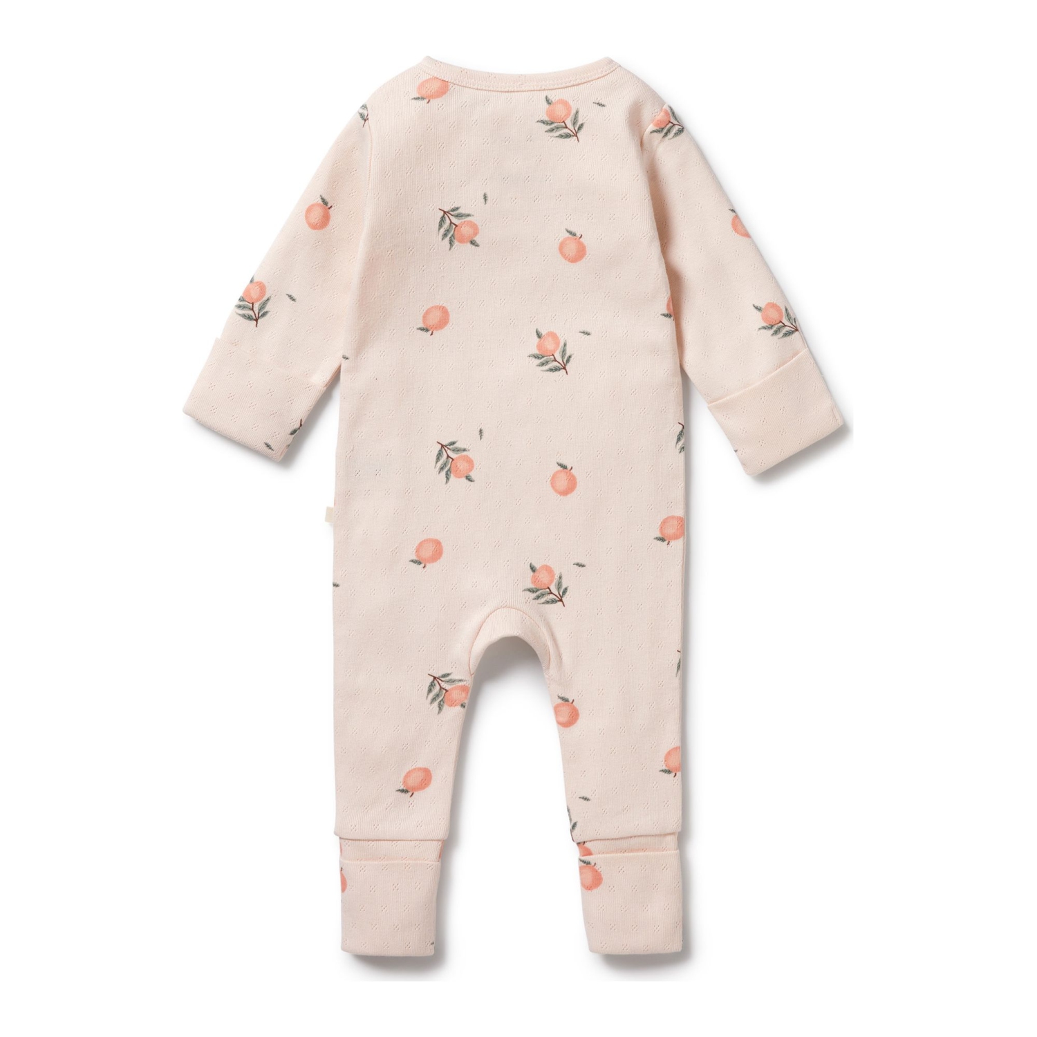 Wilson+Frenchy Organic Cotton Pointelle Zipsuit with Feet - Peaches