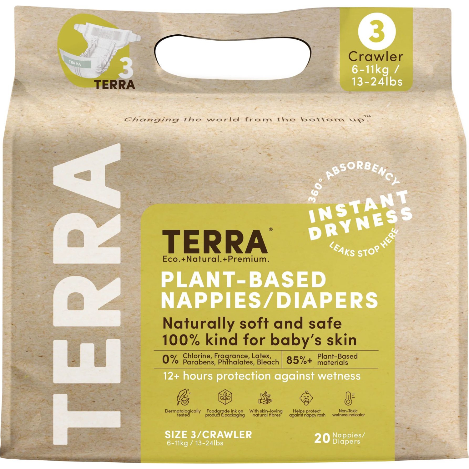 Terra Natural Plant-Based Eco-Friendly Diapers - 20 ct