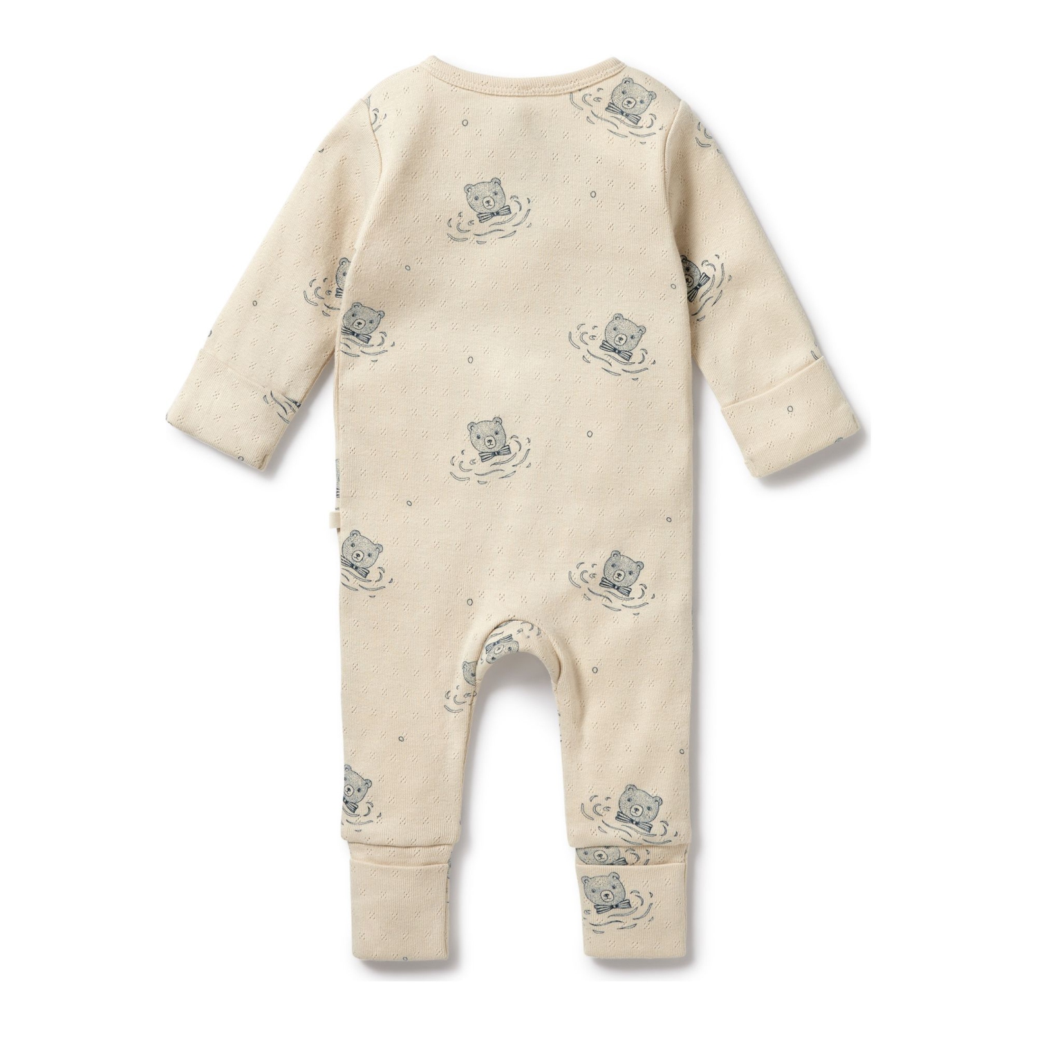 Wilson+Frenchy Organic Cotton Pointelle Zipsuit with Feet - Little Bear