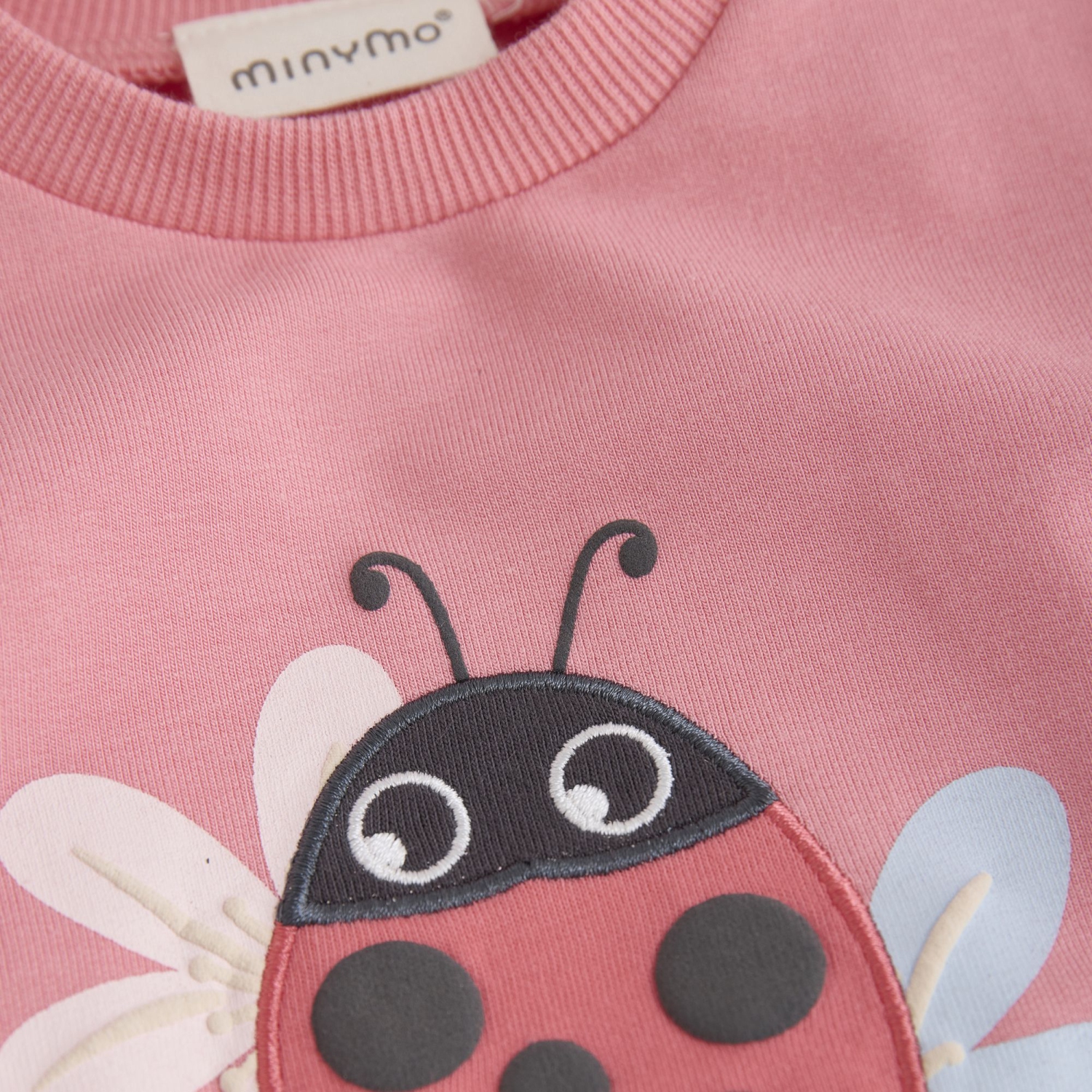 Minymo Long-Sleeve Sweatshirt - Ladybug on Strawberry Pink