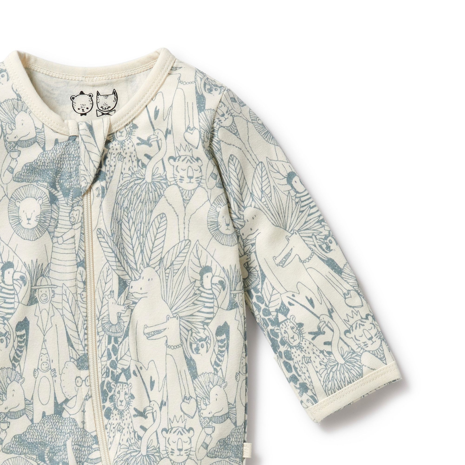 Wilson+Frenchy Organic Cotton Zipsuit with Feet - Hello Friends