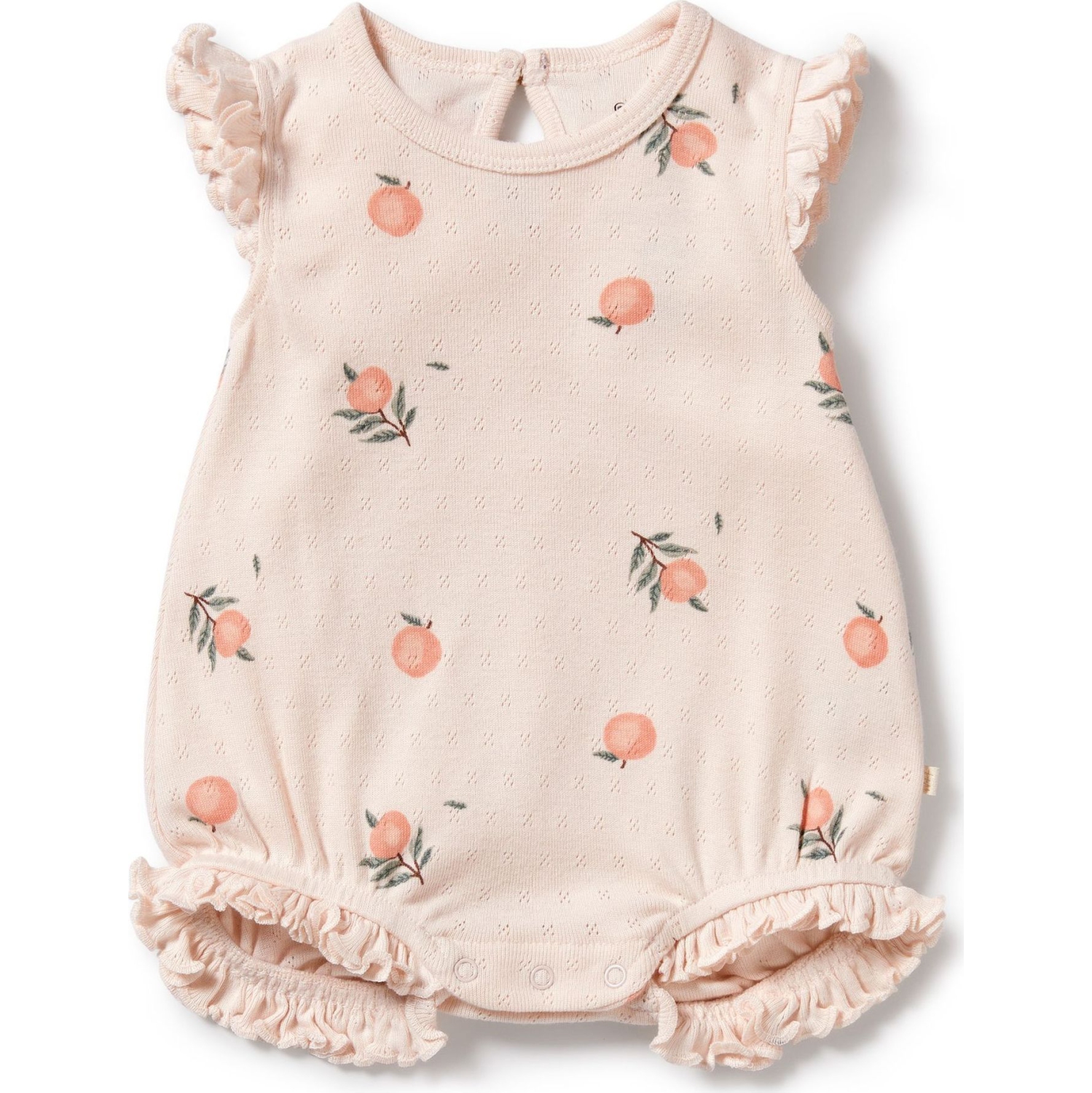 Gilet en coton biologique à volants pointelle Wilson+Frenchy - Pêches