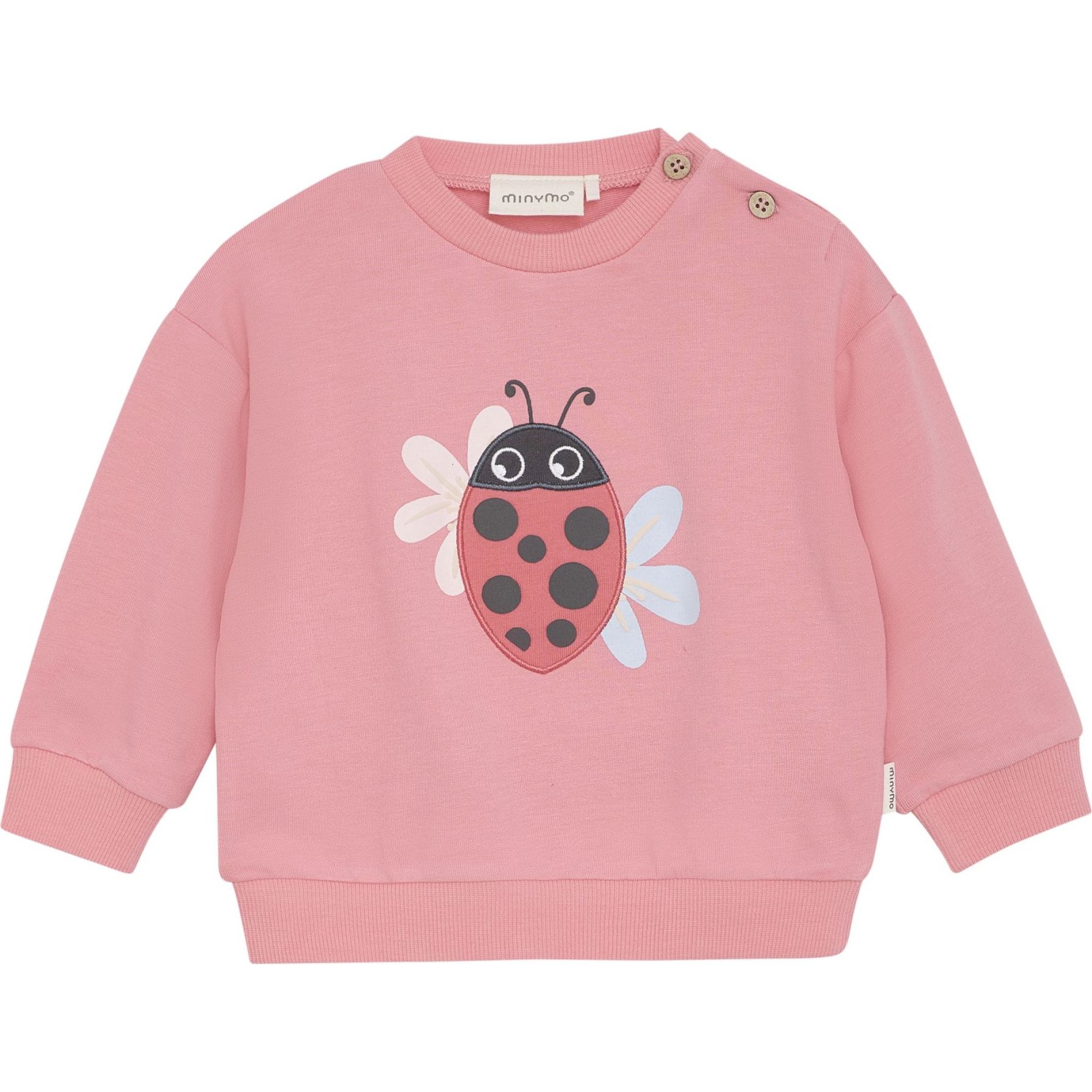 Minymo Long-Sleeve Sweatshirt - Ladybug on Strawberry Pink