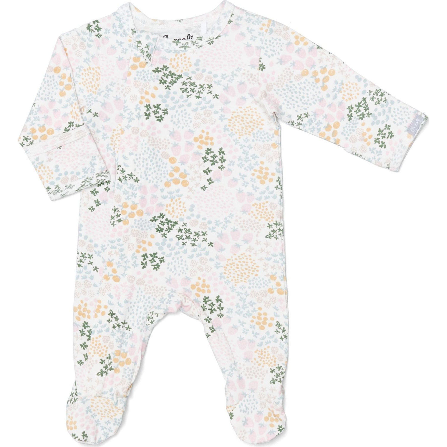 Coccoli Cotton-Modal Zippered Footie Sleeper - Fruit Patch on Cream