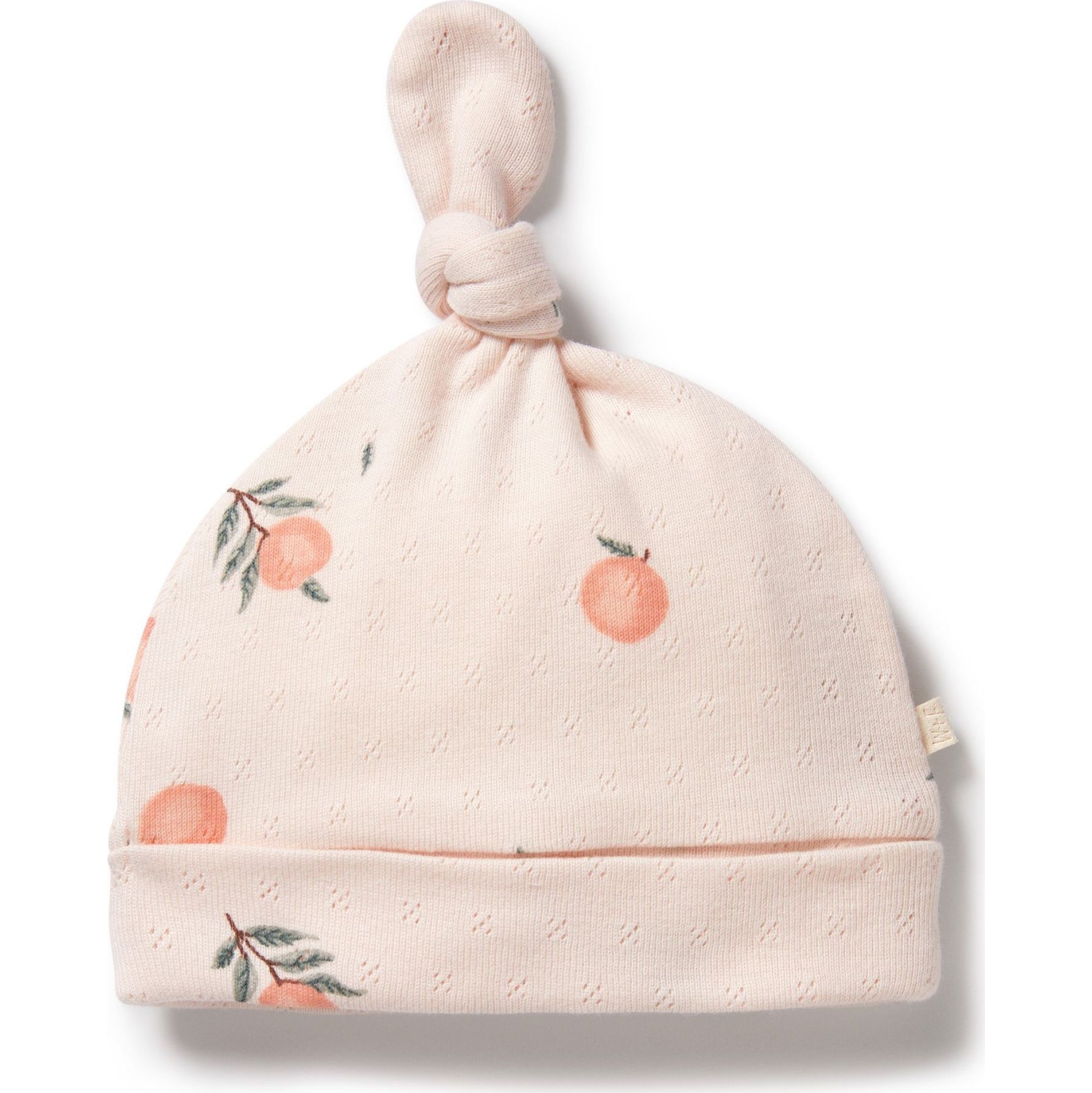 Bonnet en coton biologique Wilson+Frenchy Pointelle Knot - Pêches