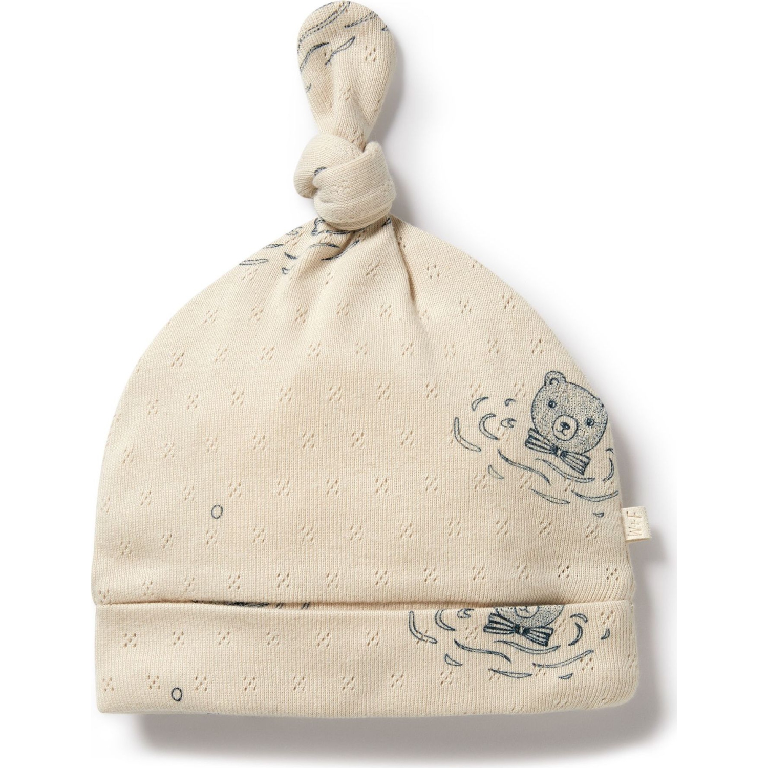 Wilson+Frenchy – Bonnet en coton biologique avec noeud Pointelle - Petit ours