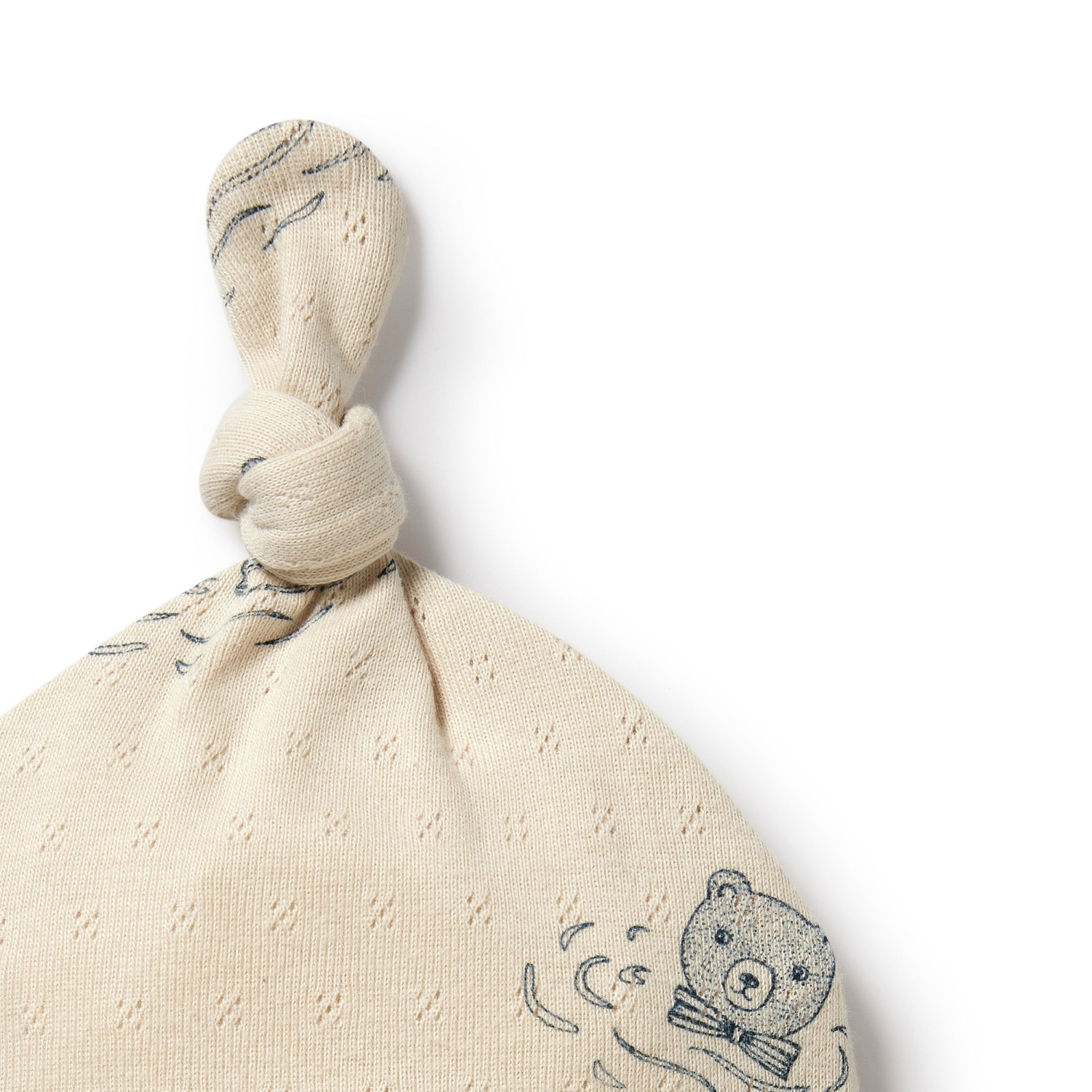 Wilson+Frenchy – Bonnet en coton biologique avec noeud Pointelle - Petit ours