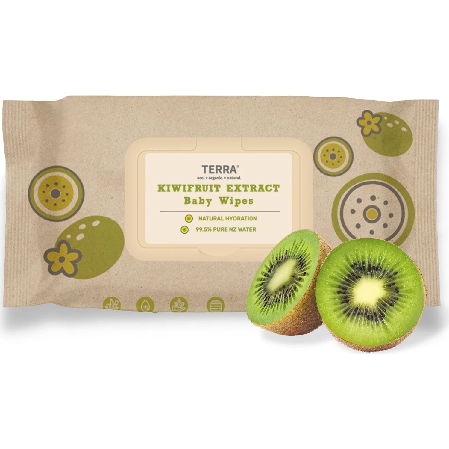 Terra Bamboo Wipes Kiwifruit 70/Pack