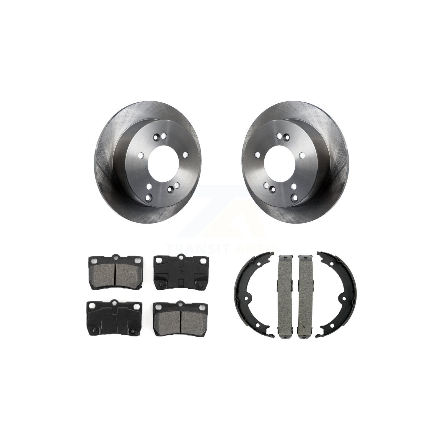 Rear Disc Rotors Semi-Metallic Pads And Parking Brake Shoes Kit For Lexus IS250 K8S-104298
