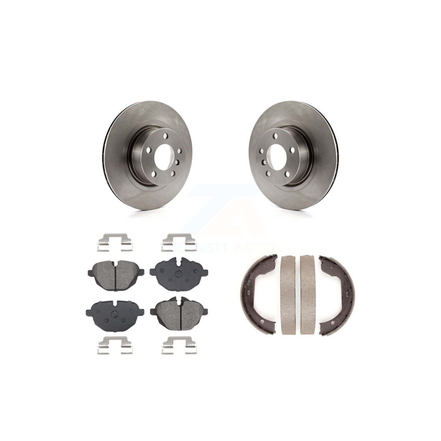 Rear Disc Rotors Semi-Metallic Pads And Parking Brake Shoes Kit For 2011 BMW X3 xDrive28i K8S-104347
