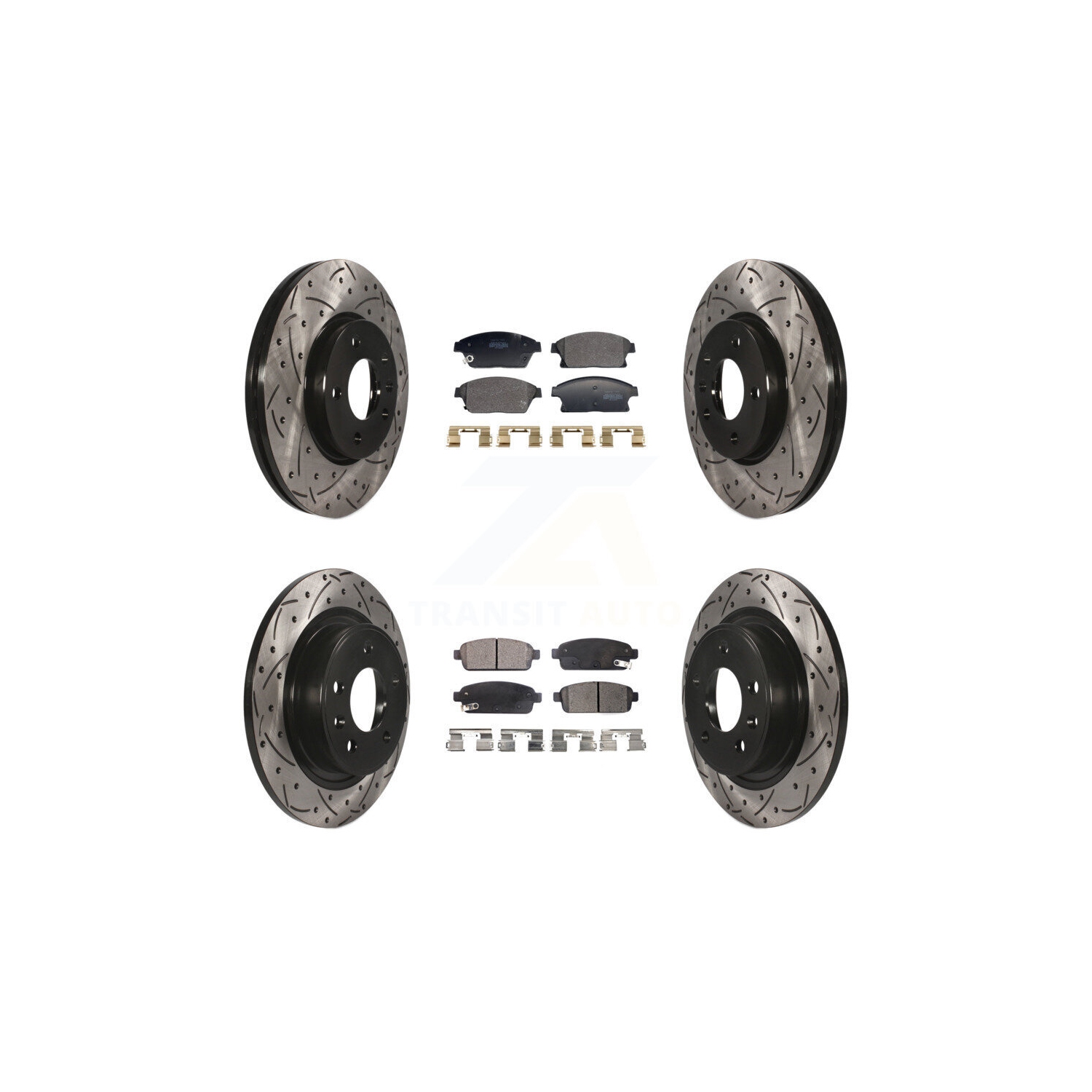 Front Rear Drill Slot Brake Rotors Semi-Metallic Pad Kit For Chevrolet Cruze Buick Verano KDF-101183